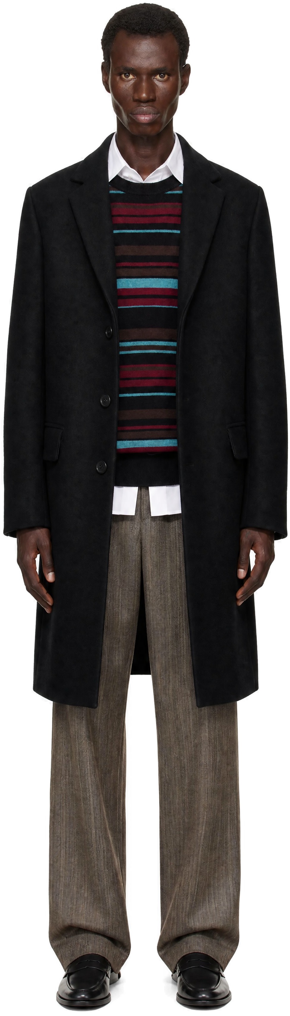 Dries Van Noten - Black Single-Breasted Wool Coat