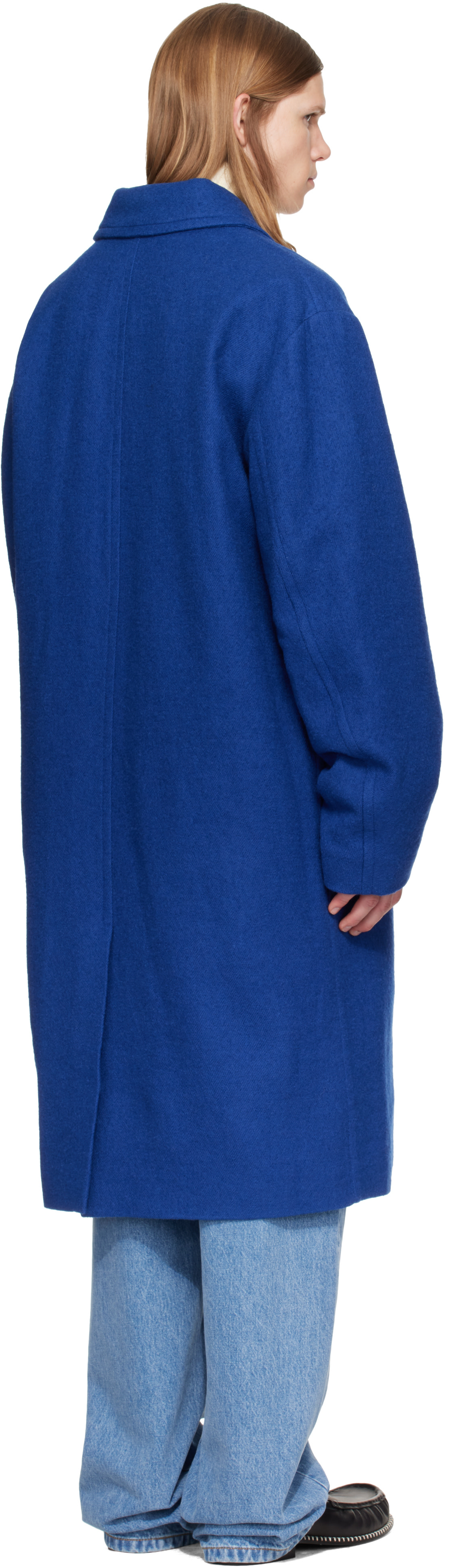 Dries Van Noten - Blue Single-Breasted Wool Coat