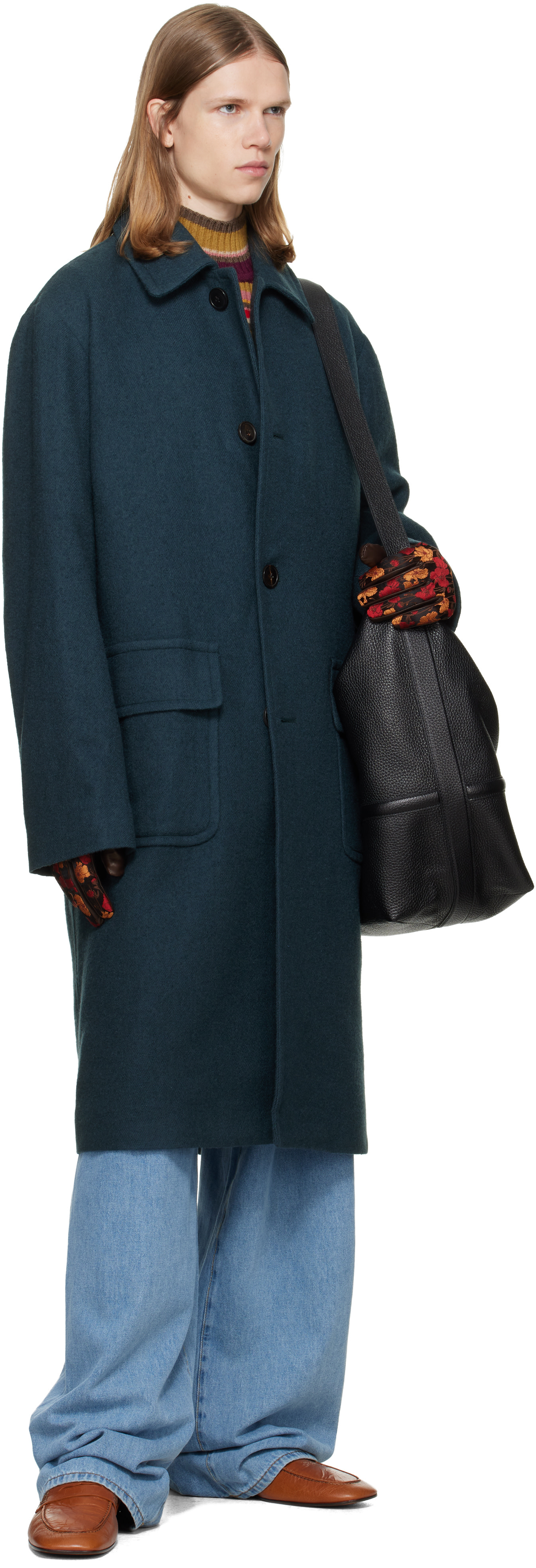 W*】様 DRIES VAN NOTEN 1998FW ダークグリーン　ウールコ Dries Van Noten: Green Wool Melton Coat | SSENSE