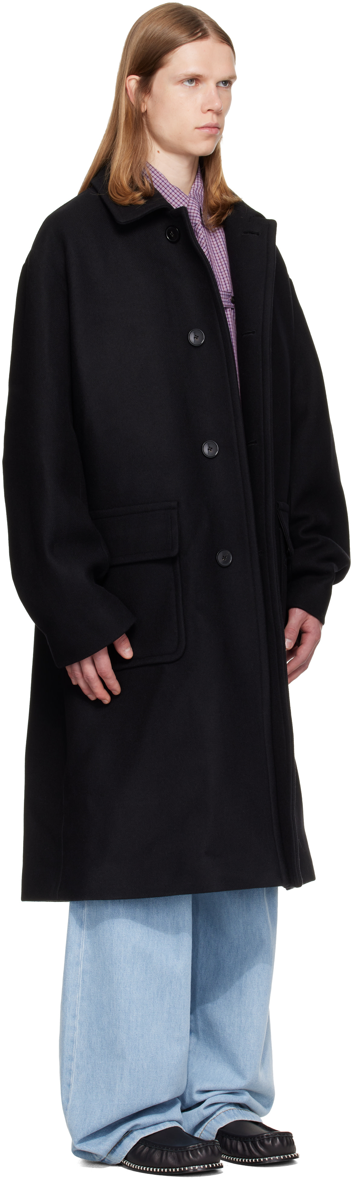 Dries Van Noten - Black Single-Breasted Wool Coat