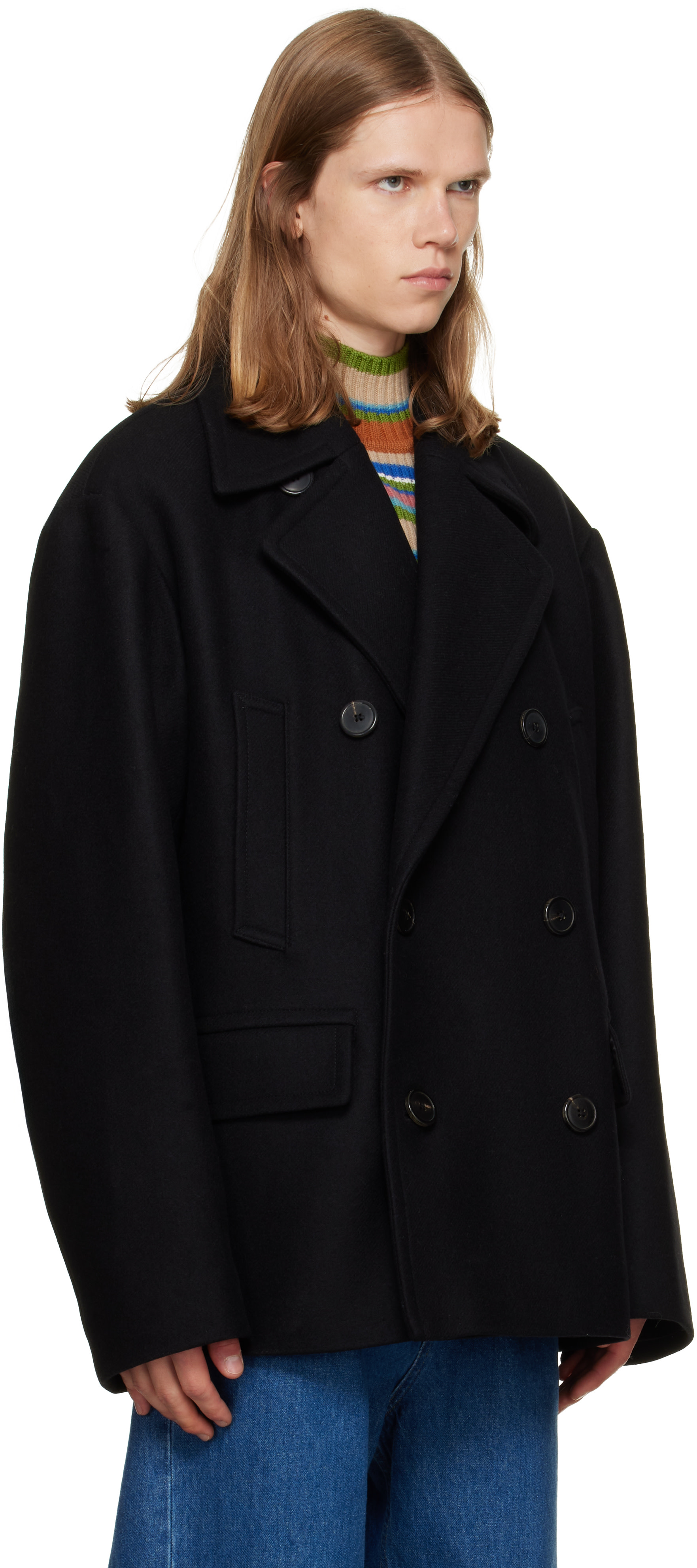 Dries Van Noten - Black Double-Breasted Coat