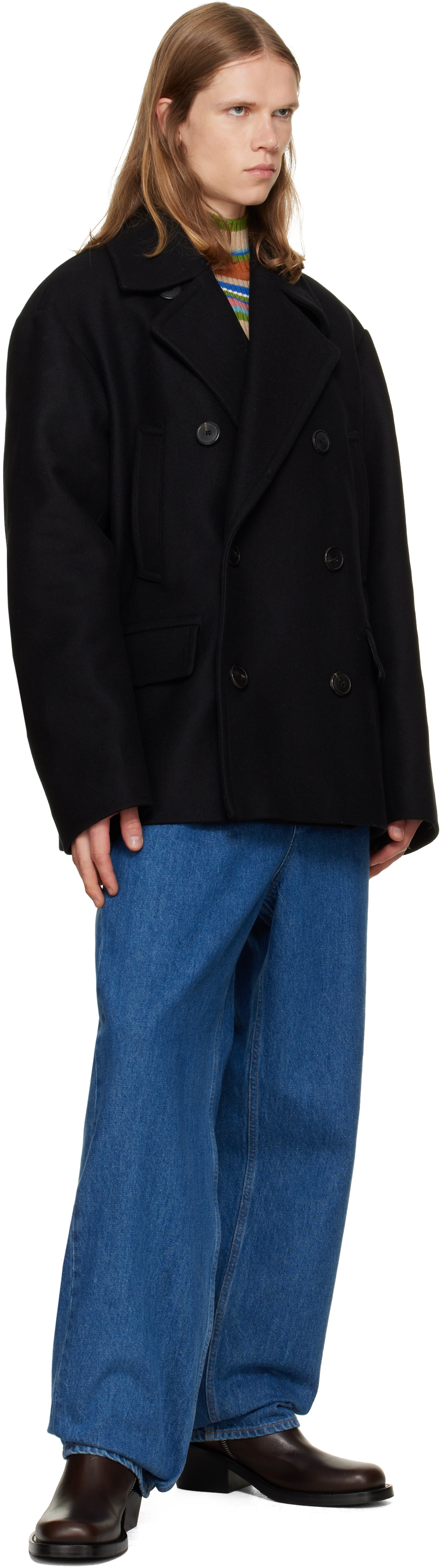 Dries Van Noten - Black Double-Breasted Coat