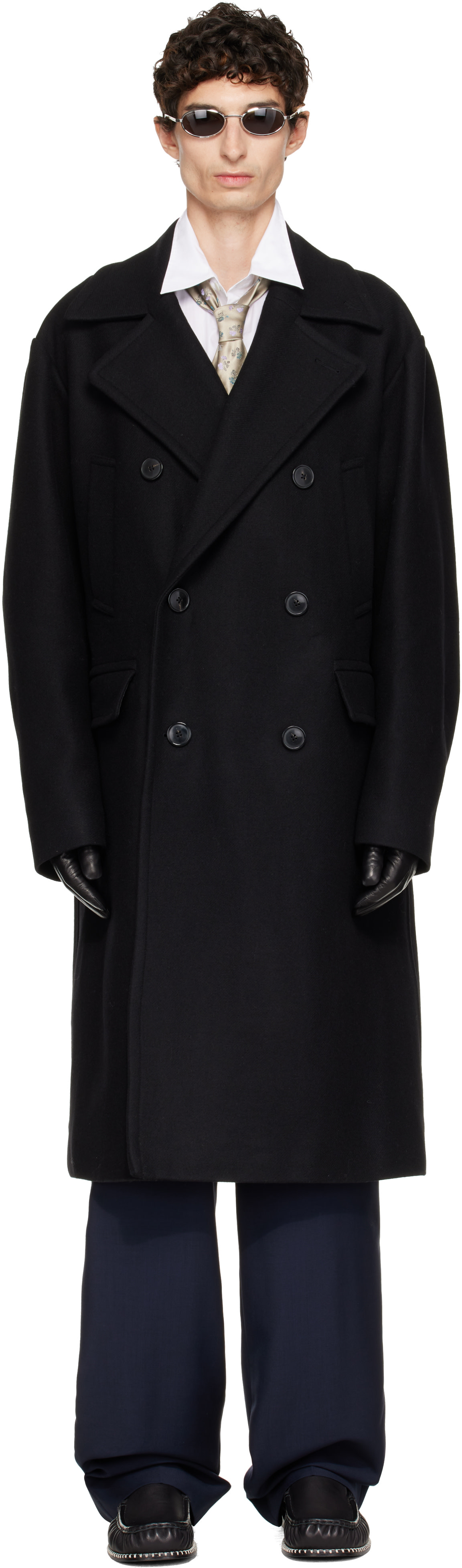 Dries Van Noten - Black Wool Caban Coat
