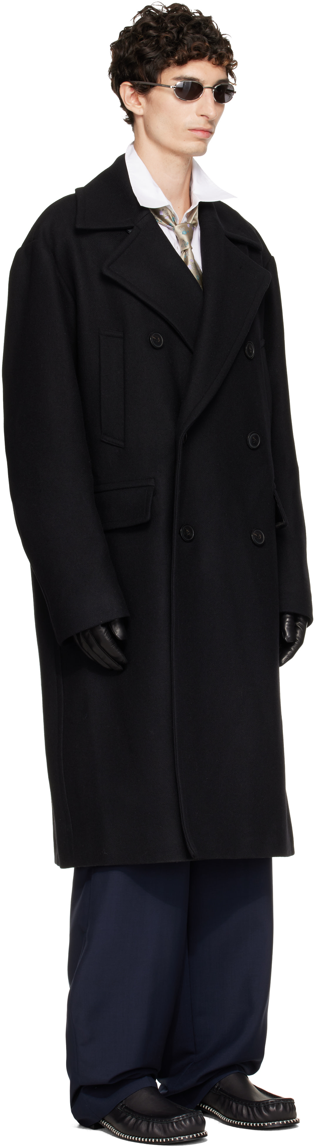 Dries Van Noten - Black Wool Caban Coat