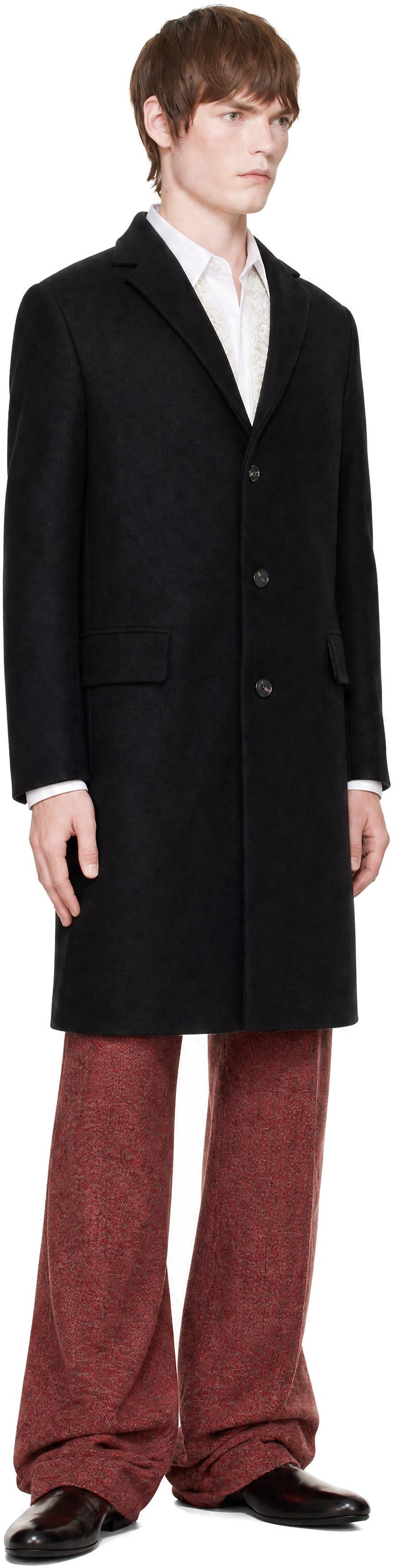 Dries Van Noten - ブラック ウール コート
