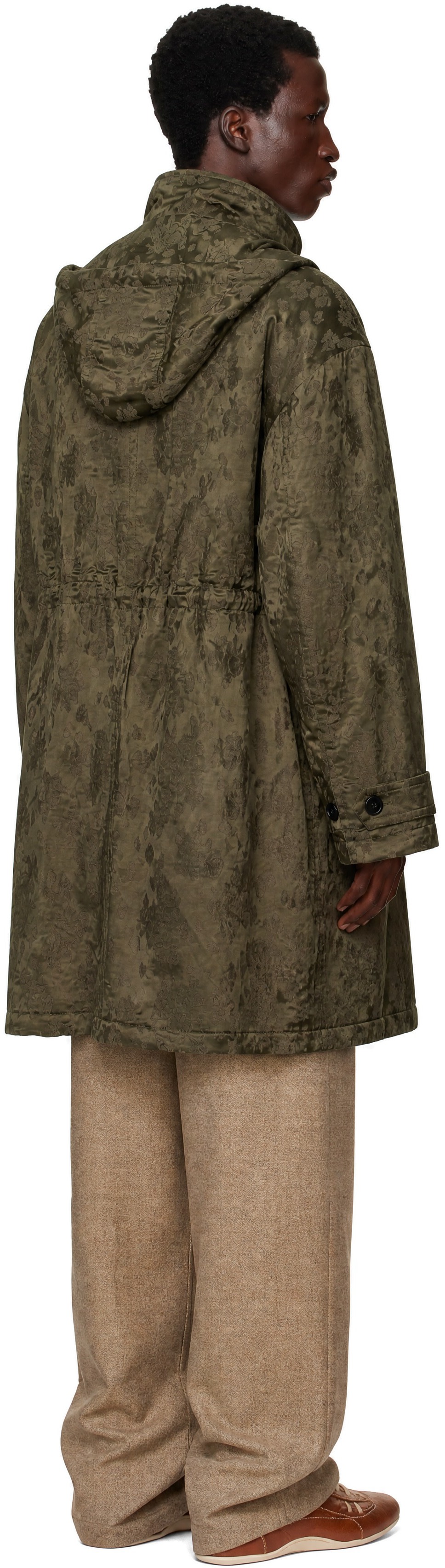 Dries Van Noten - Khaki Jacquard Coat