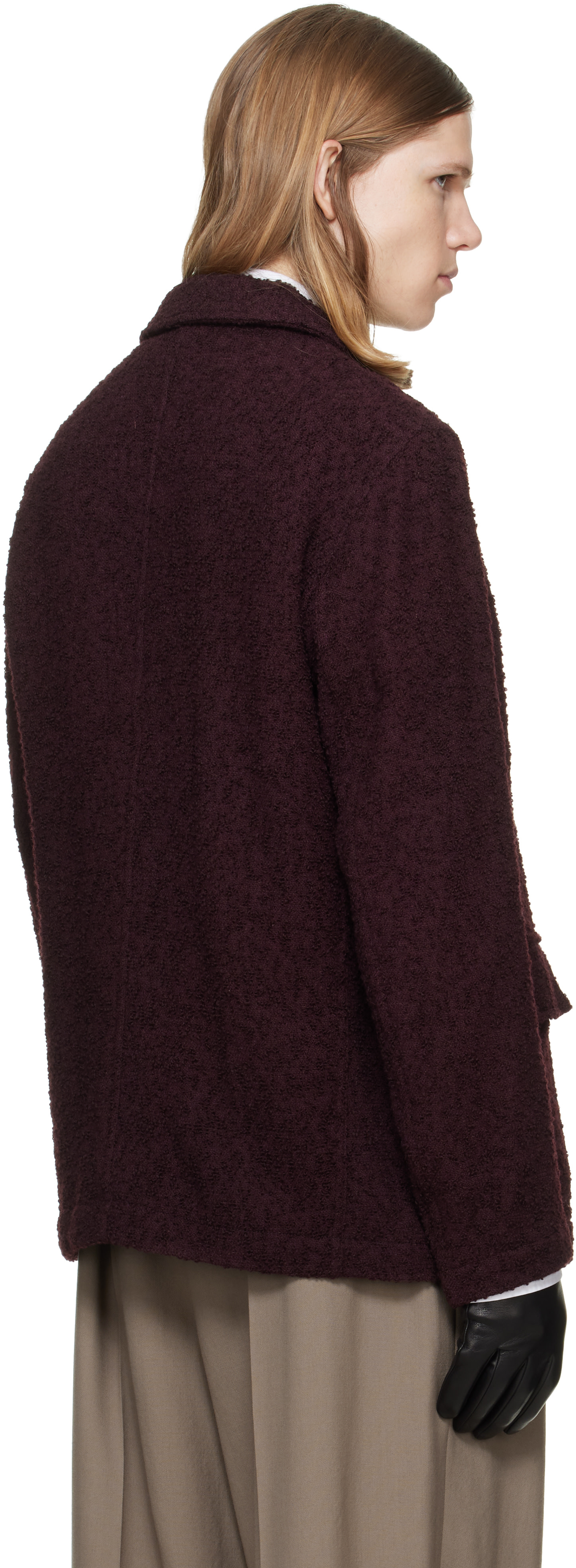 Dries Van Noten - Burgundy Wool Bouclé Jacket