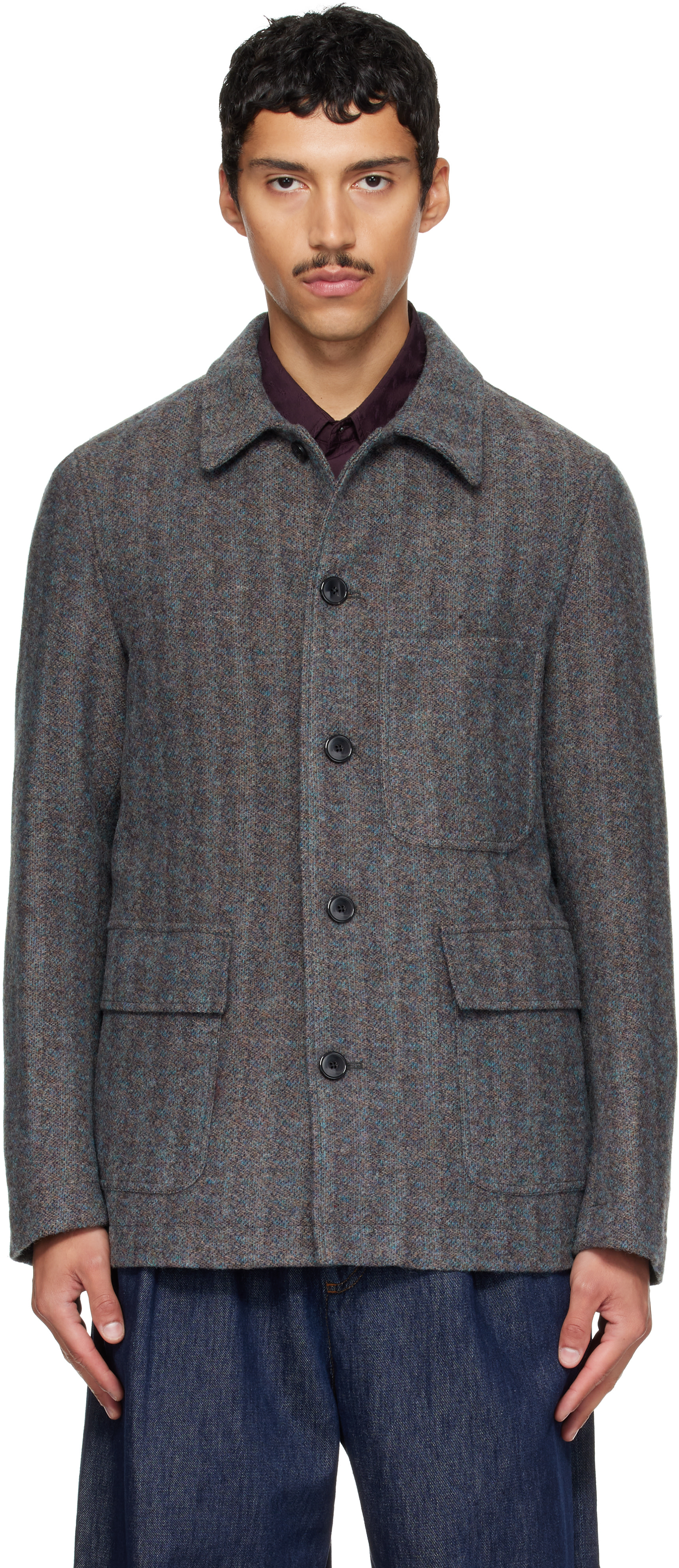 Dries Van Noten - Gray & Blue Wool Jacket