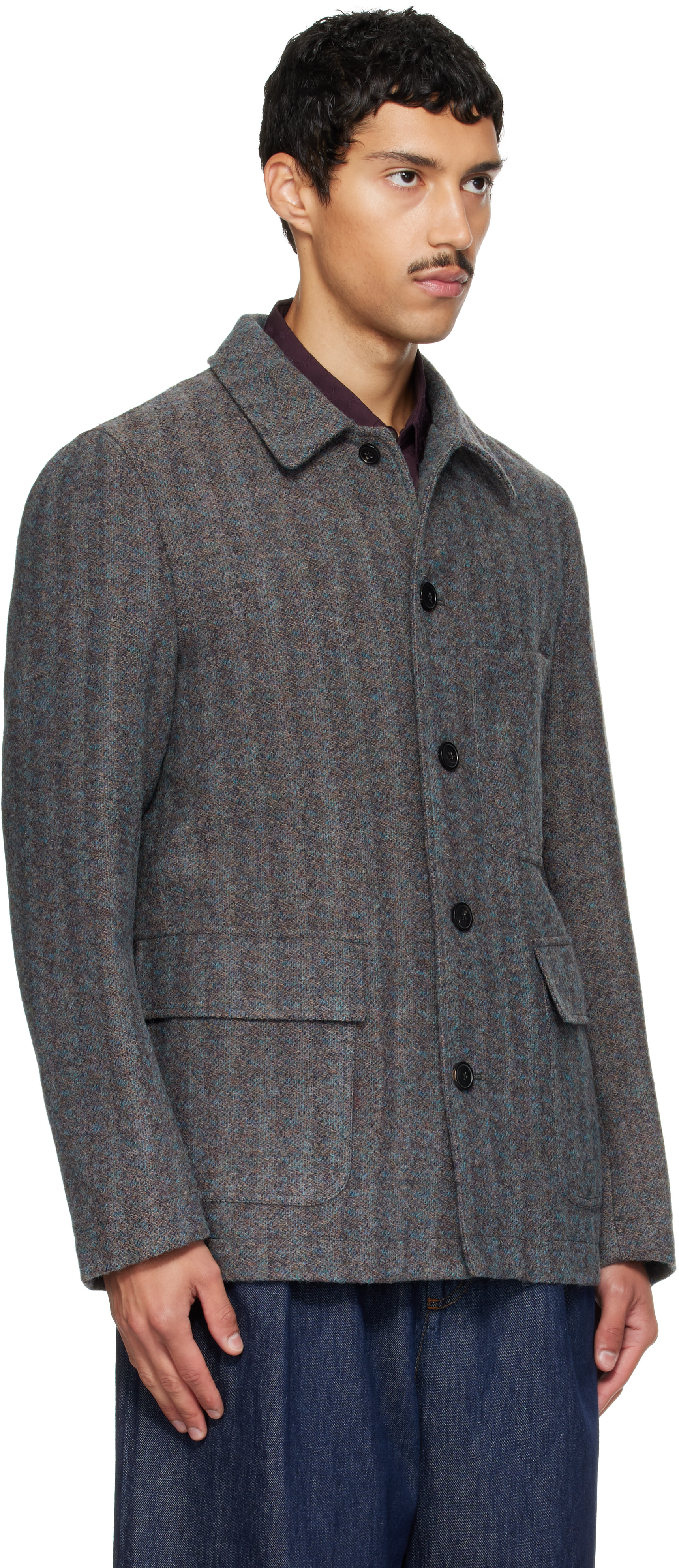 Dries Van Noten - Gray & Blue Wool Jacket