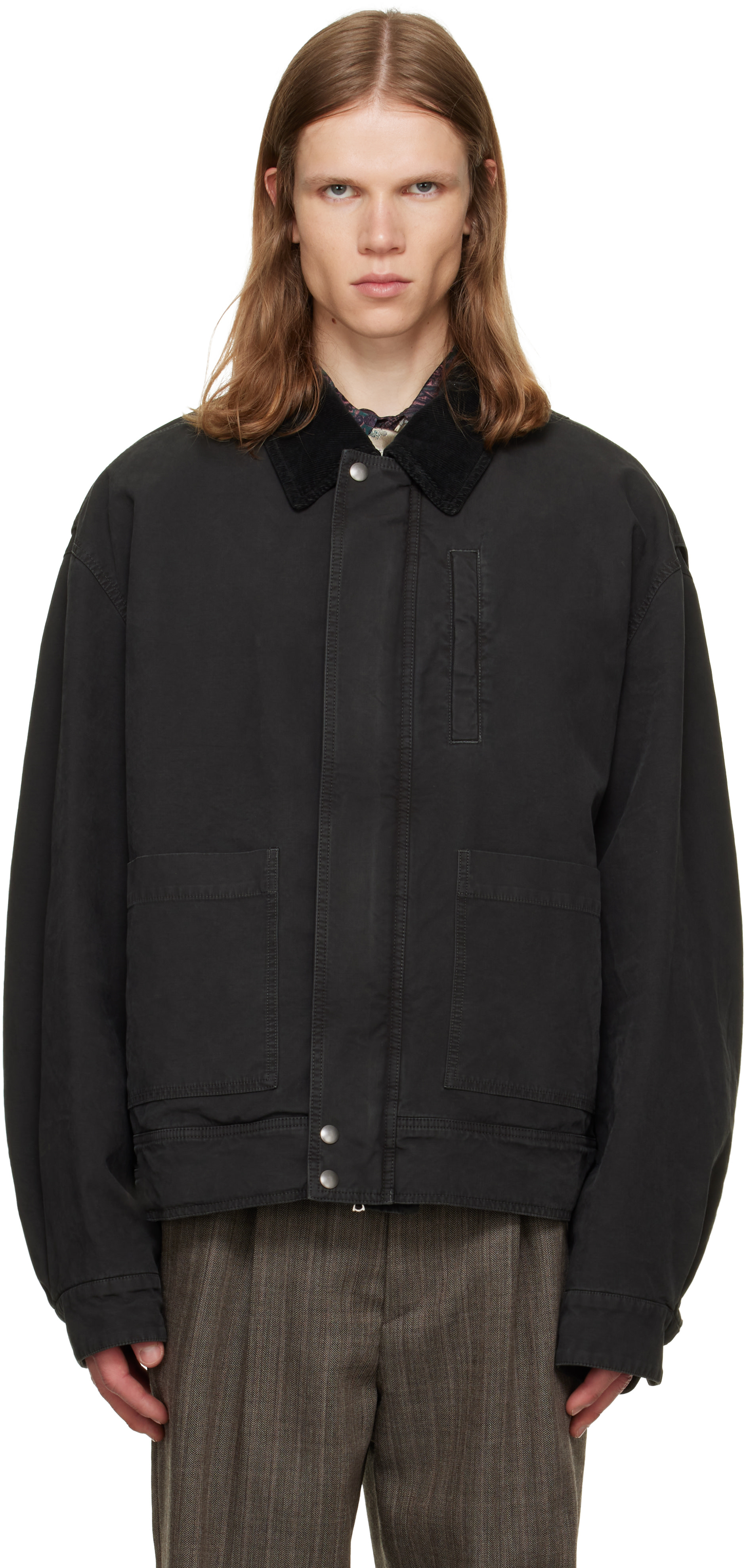 Dries Van Noten - Gray Contrast Collar Jacket