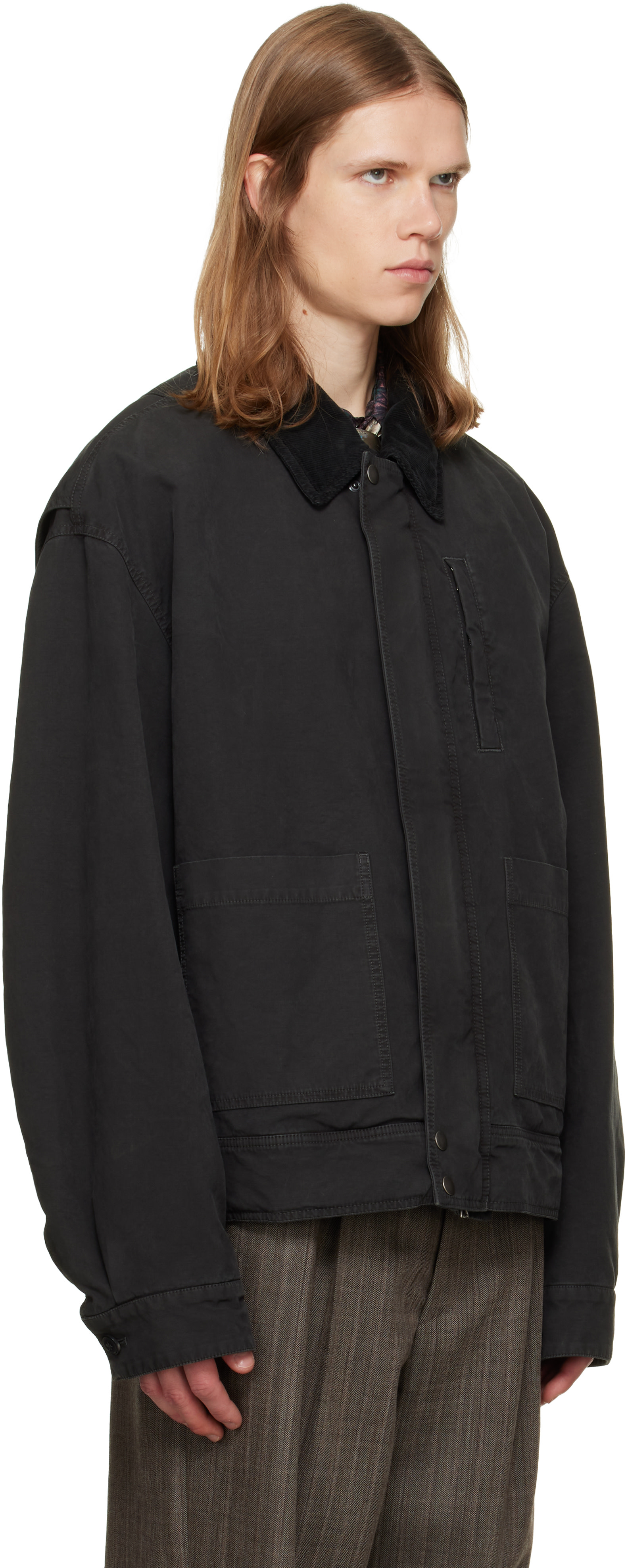 Dries Van Noten - Gray Contrast Collar Jacket