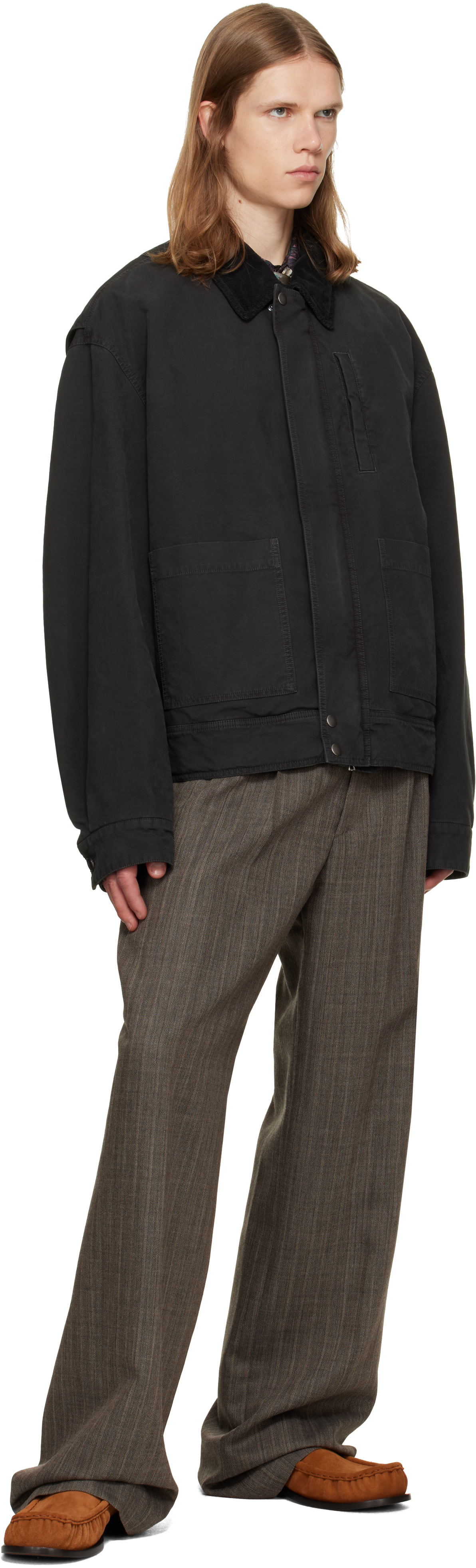 Dries Van Noten - Gray Contrast Collar Jacket