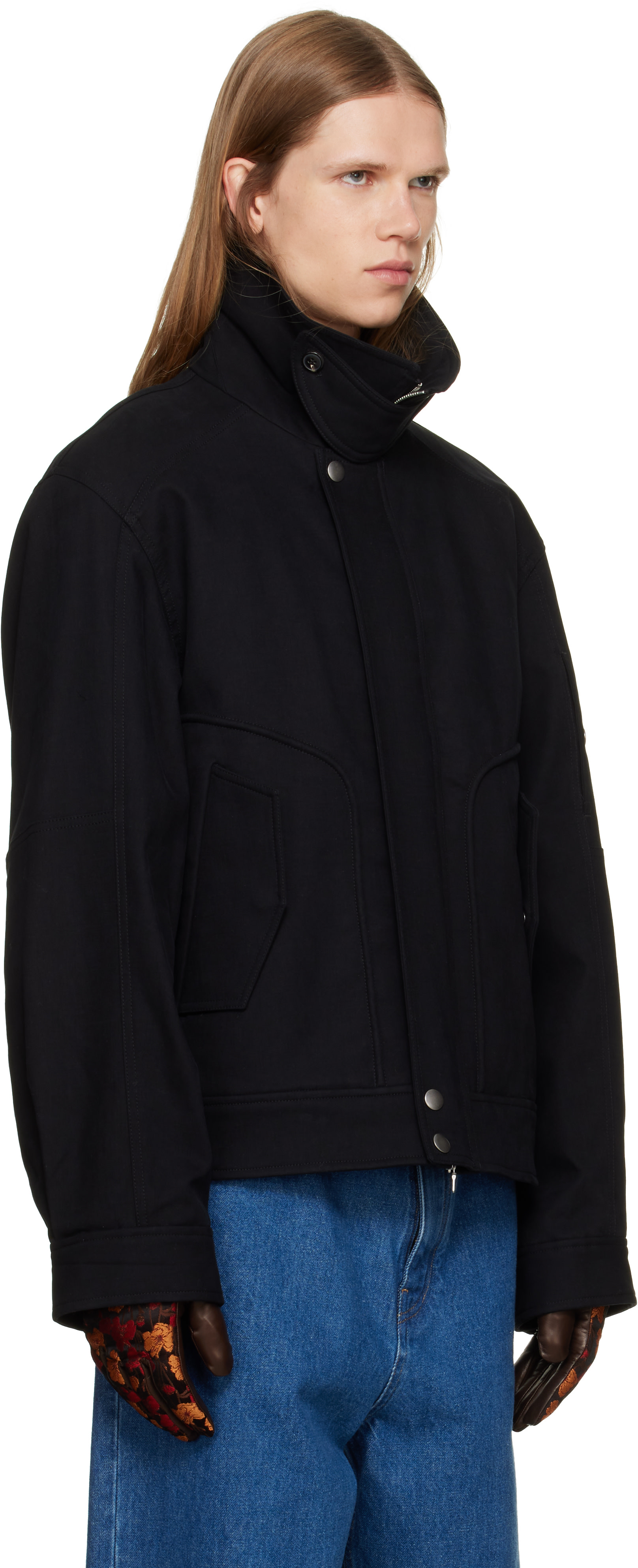 Dries Van Noten - Black Stand Collar Jacket