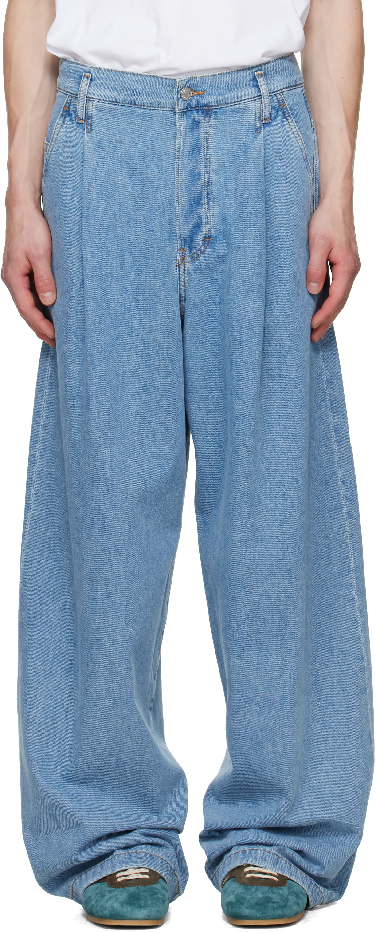 Dries Van Noten - Jean bleu à plis