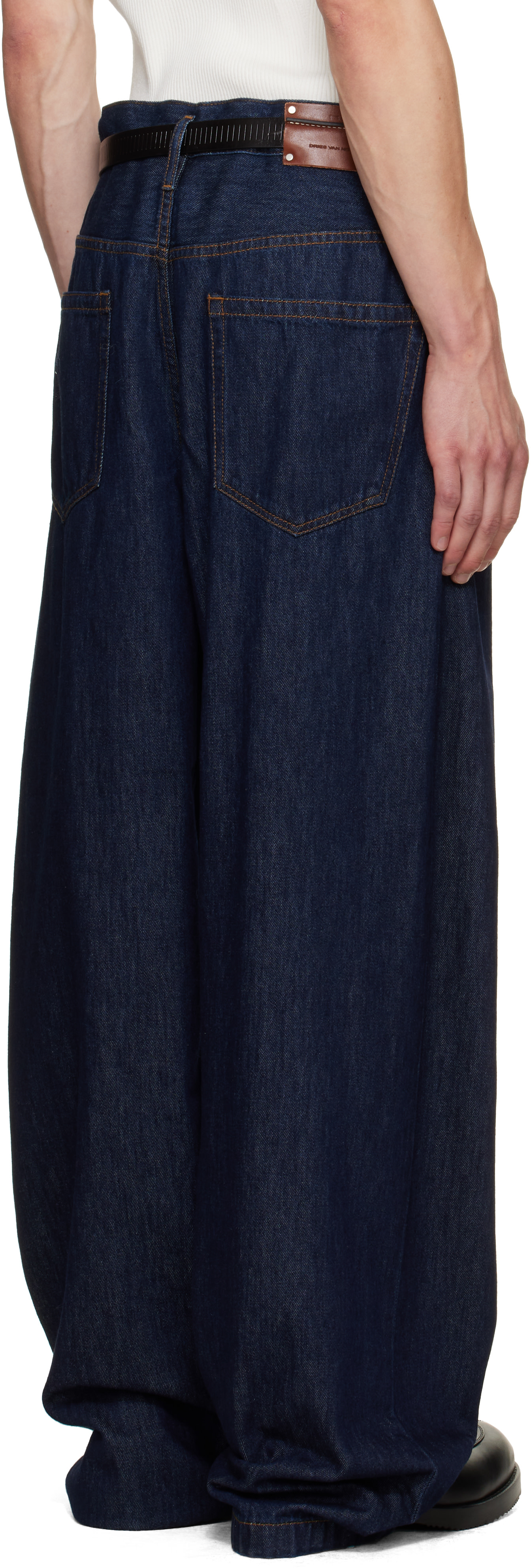 Dries Van Noten - Navy Pleated Jeans