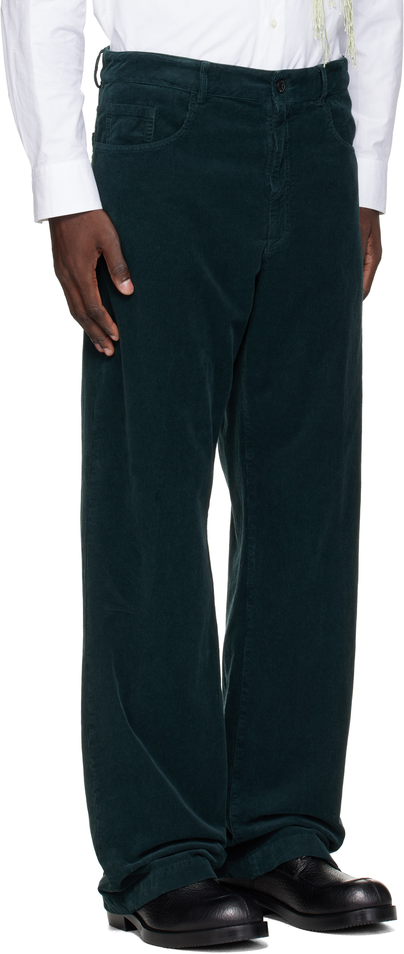 Dries Van Noten: Green Loose Overdyed Trousers | SSENSE