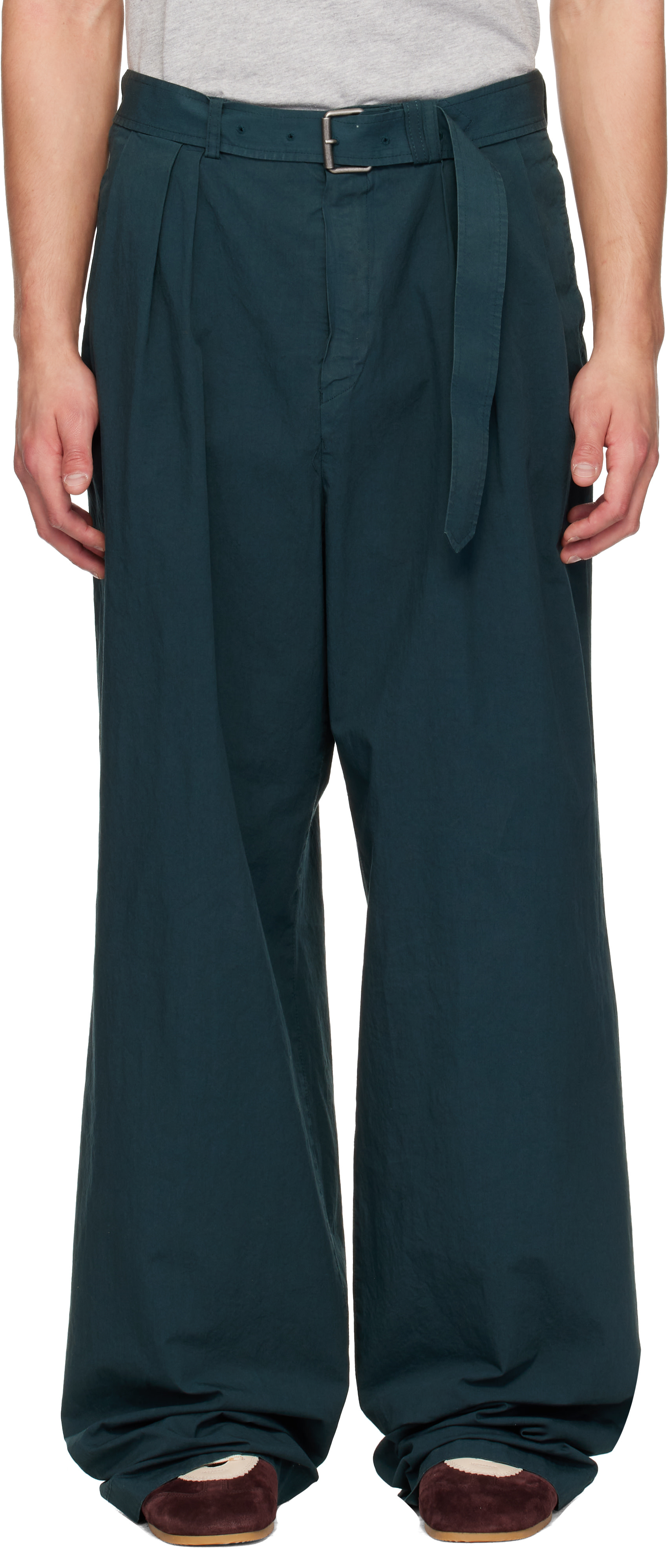 Dries Van Noten - Green Poplin Trousers