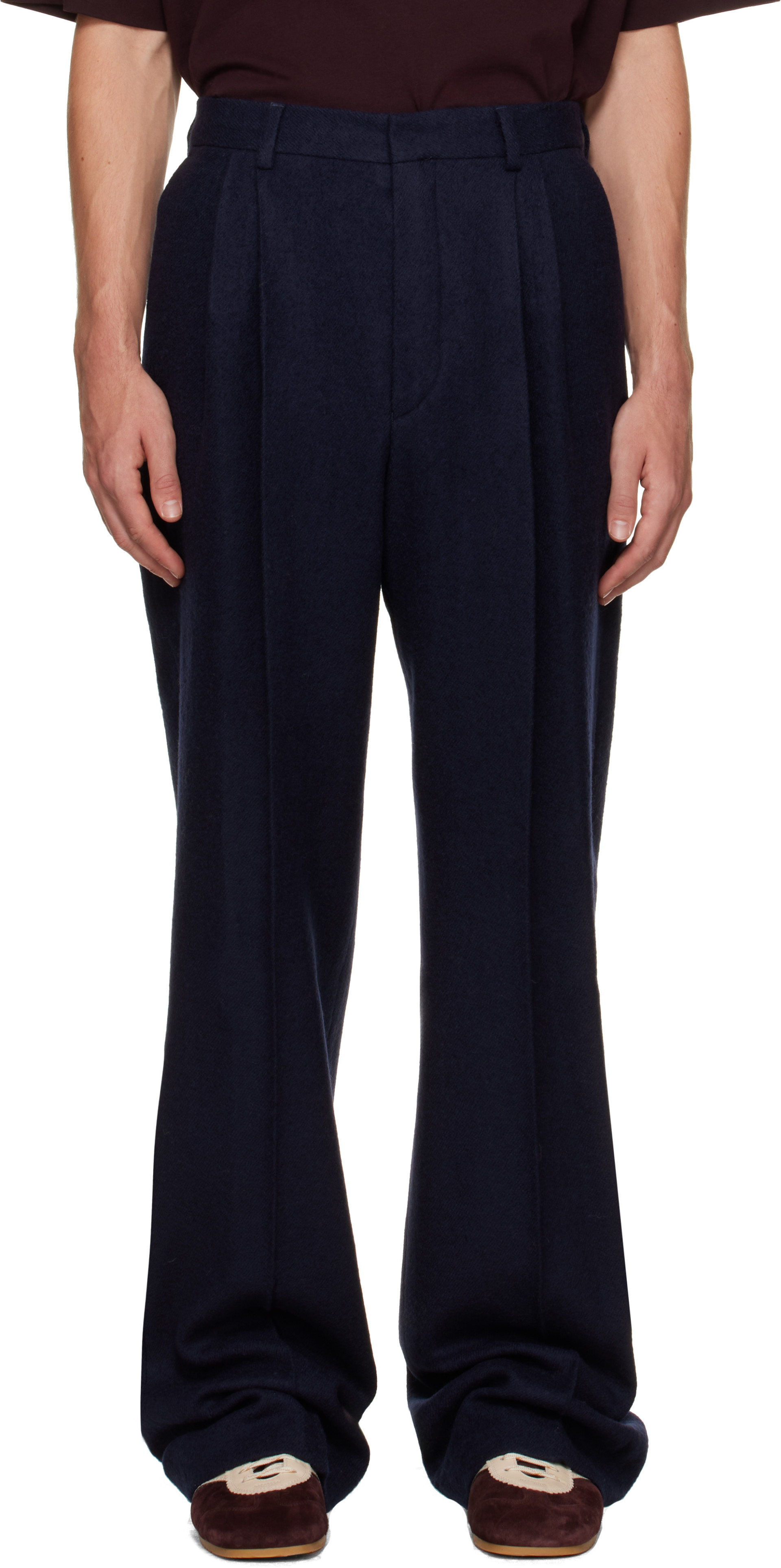 Dries Van Noten - Navy Pleated Wool Trousers