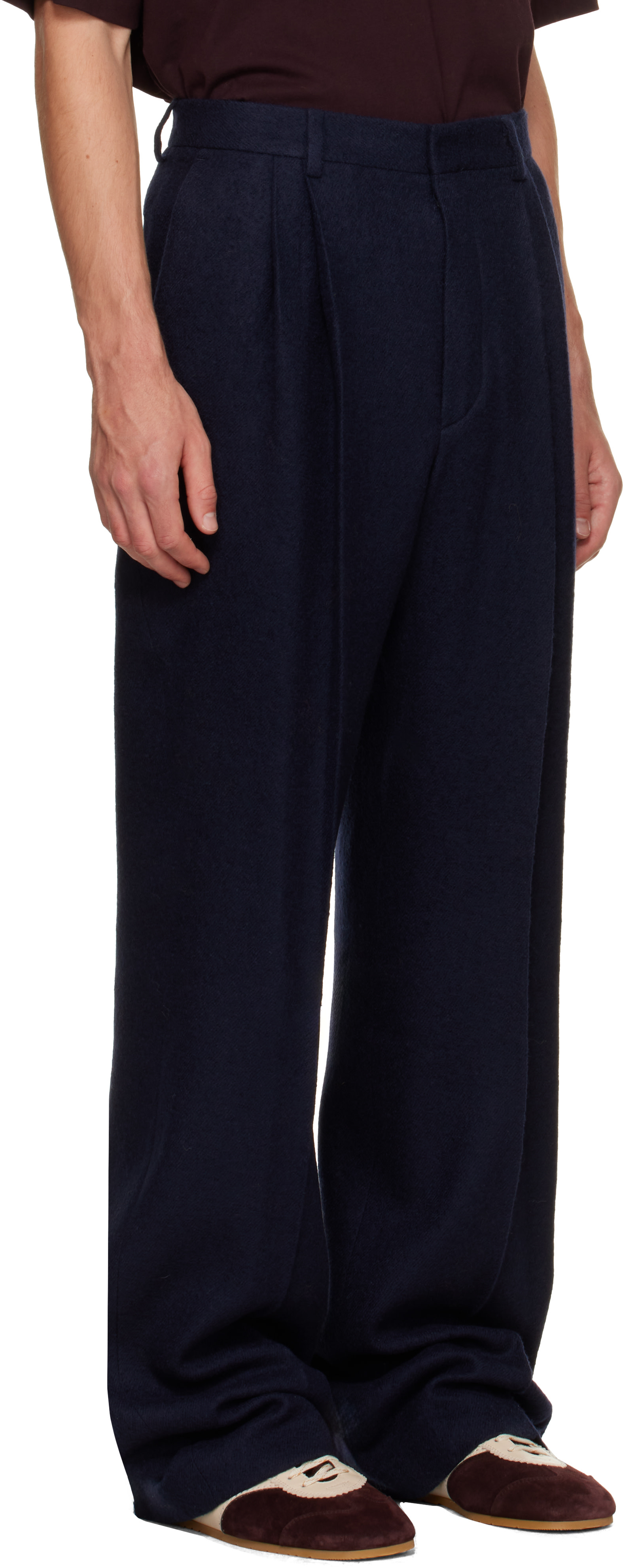 Dries Van Noten - Navy Pleated Wool Trousers