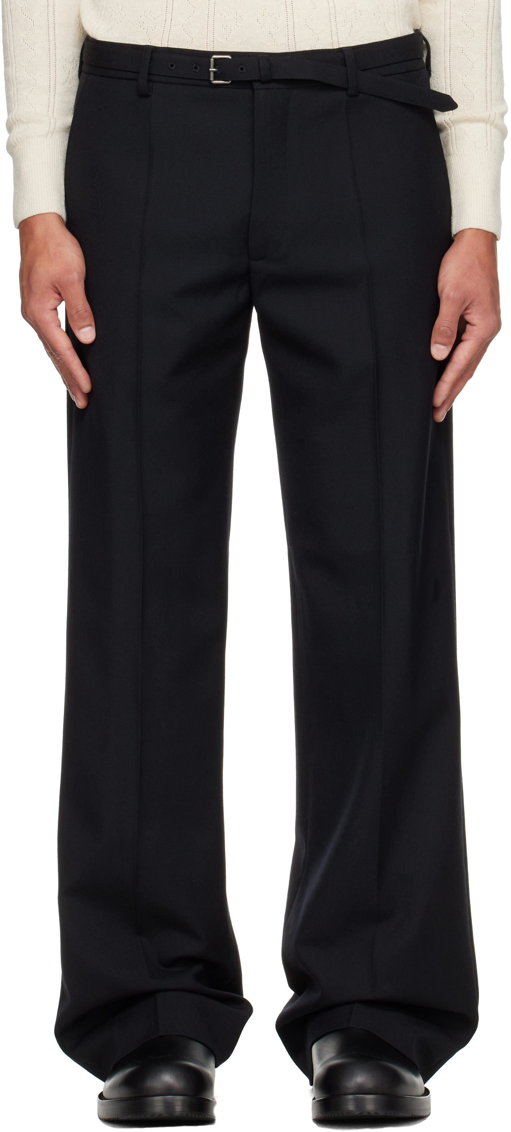 Dries Van Noten - Black Belted Wool Trousers