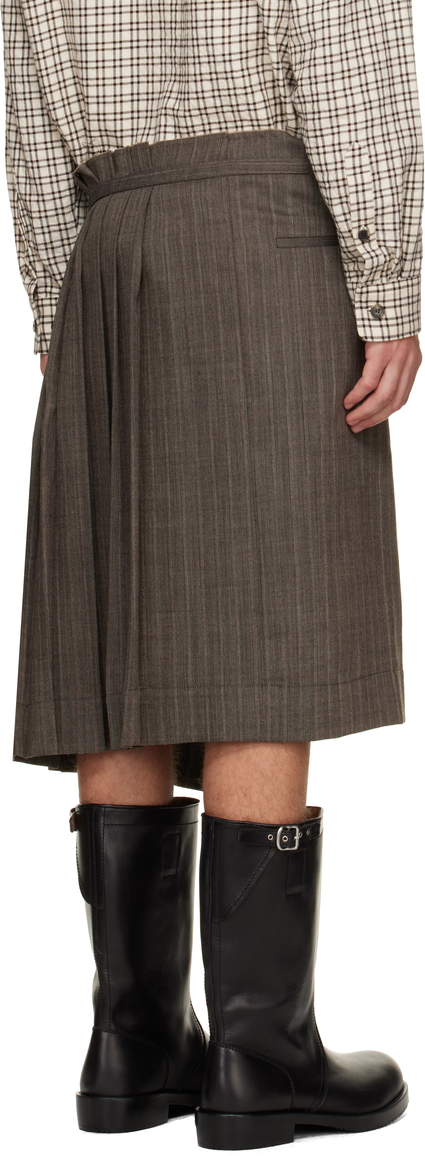 DRIES VAN NOTEN プリーツスカート Dries Van Noten: トープ ウール プリーツ キルトスカート | SSENSE 日本