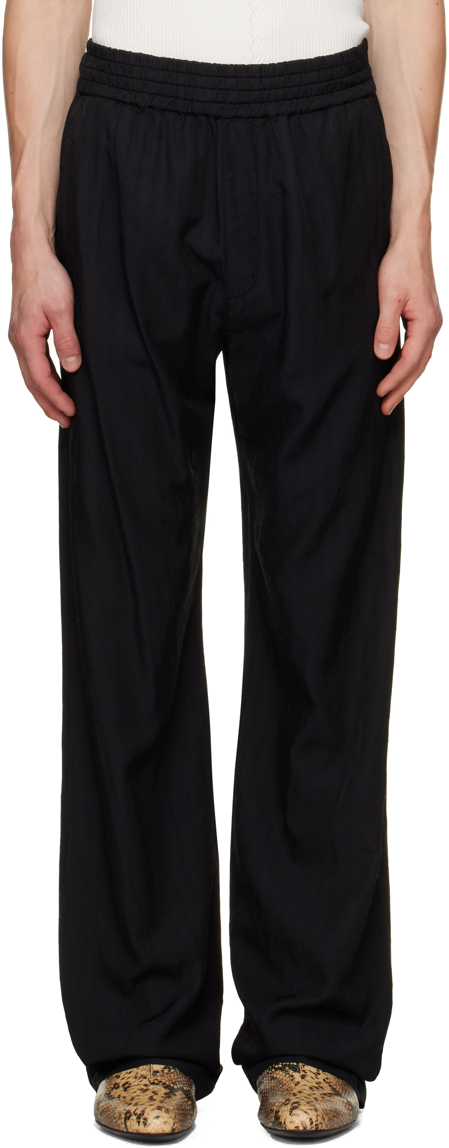 Dries Van Noten - Pantalon noir à taille élastique