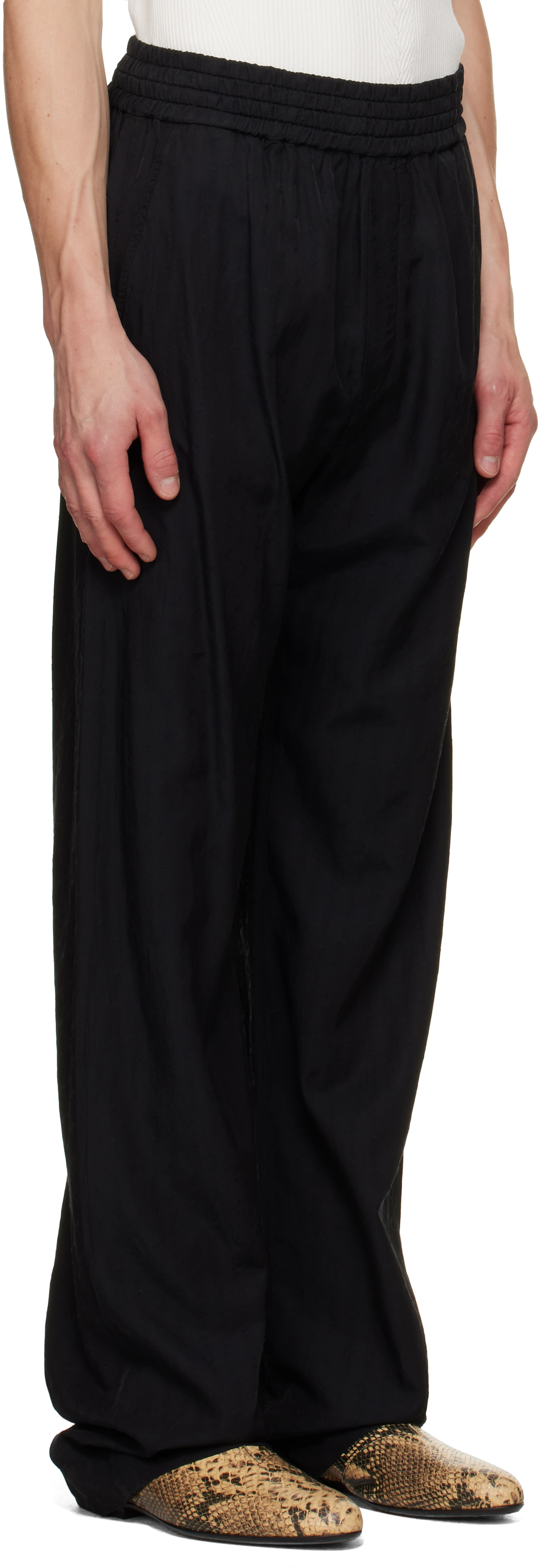 Dries Van Noten - Pantalon noir à taille élastique
