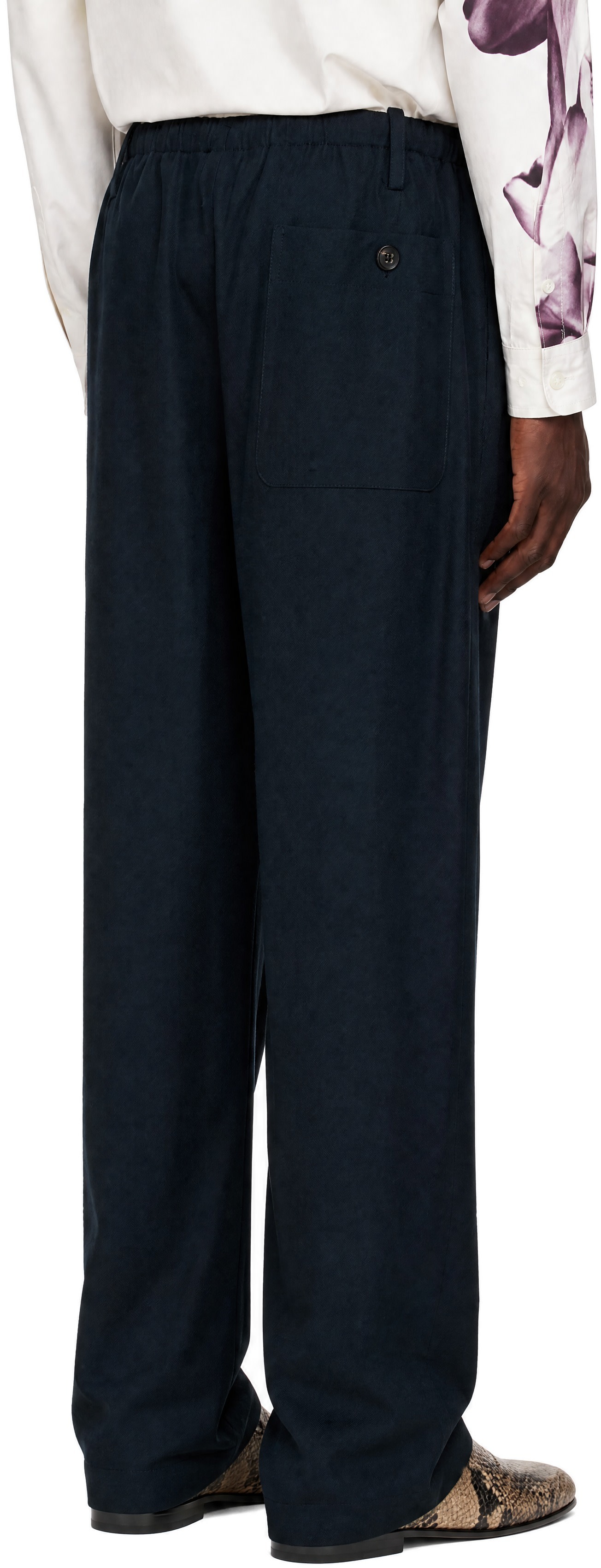 Dries Van Noten - Navy Wool Drawstring Trousers