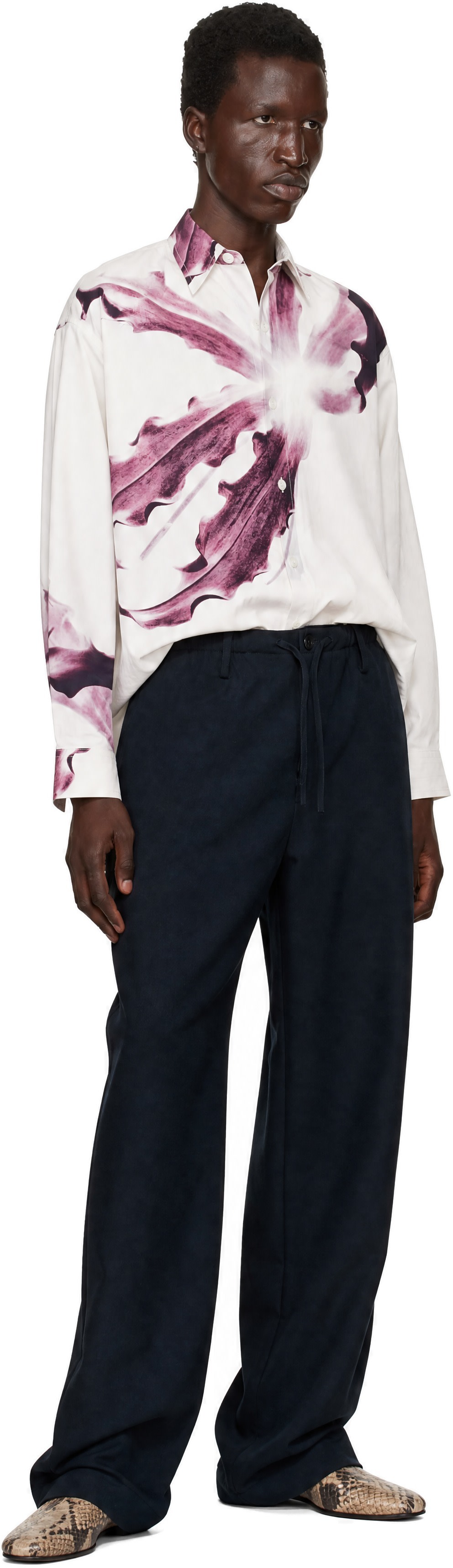 Dries Van Noten - Navy Wool Drawstring Trousers