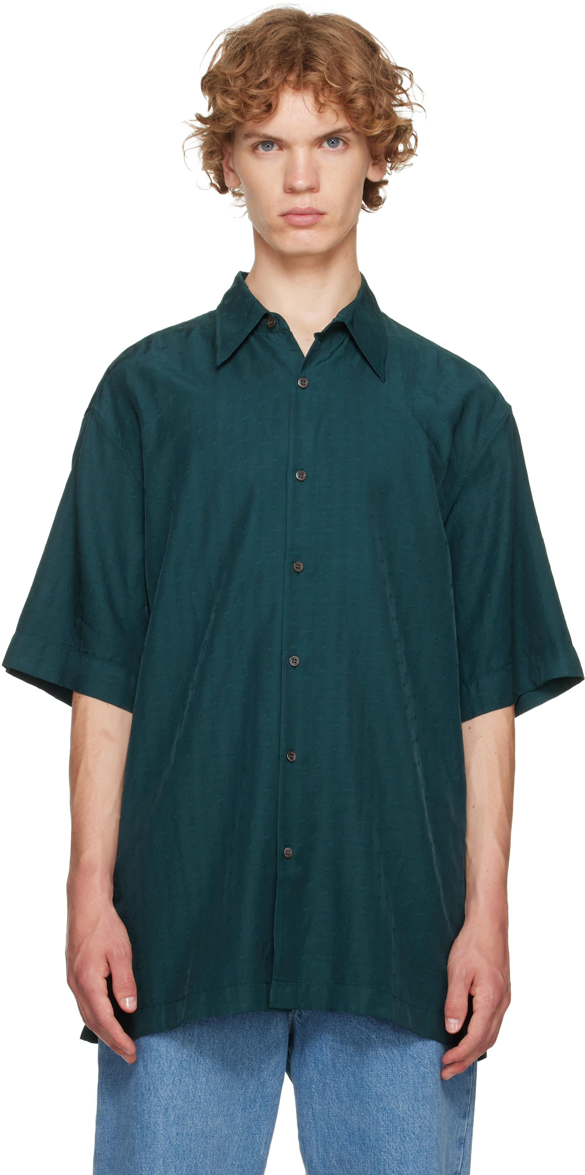 Dries Van Noten: Green Floral Shirt | SSENSE Canada