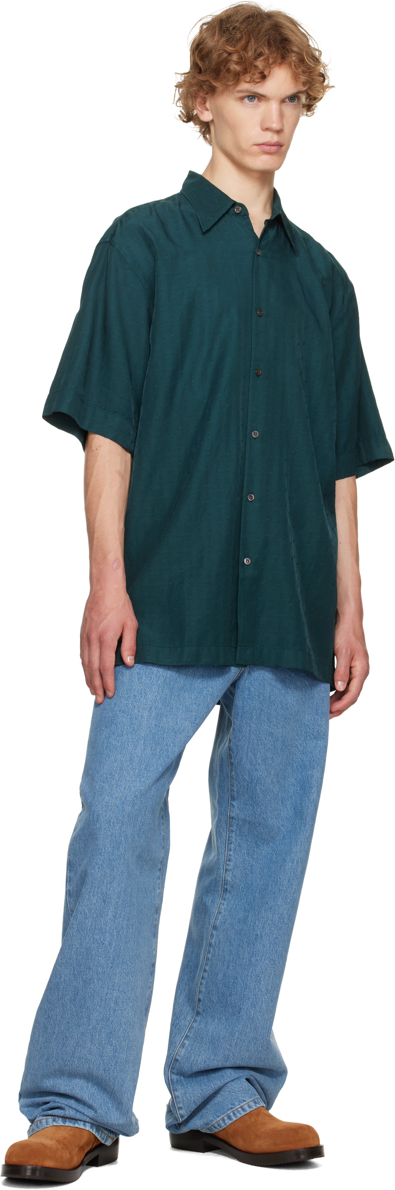 Dries Van Noten: グリーン フローラル シャツ | SSENSE 日本