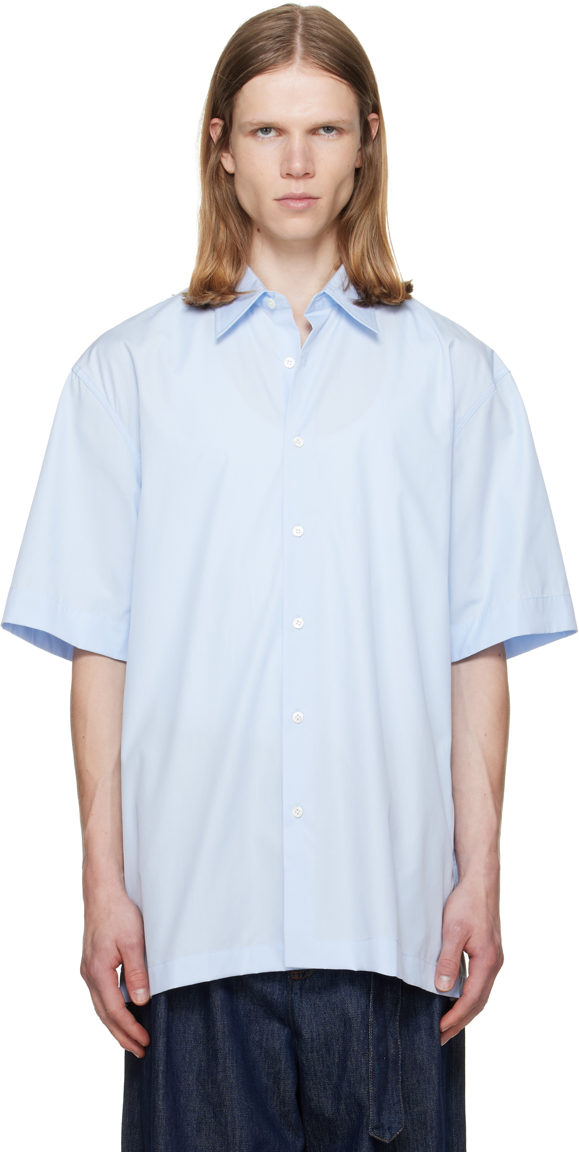 A*!様 DRIES VAN NOTEN 半袖シャツ 48 Dries Van Noten: Blue Short Sleeve Cotton Shirt | SSENSE