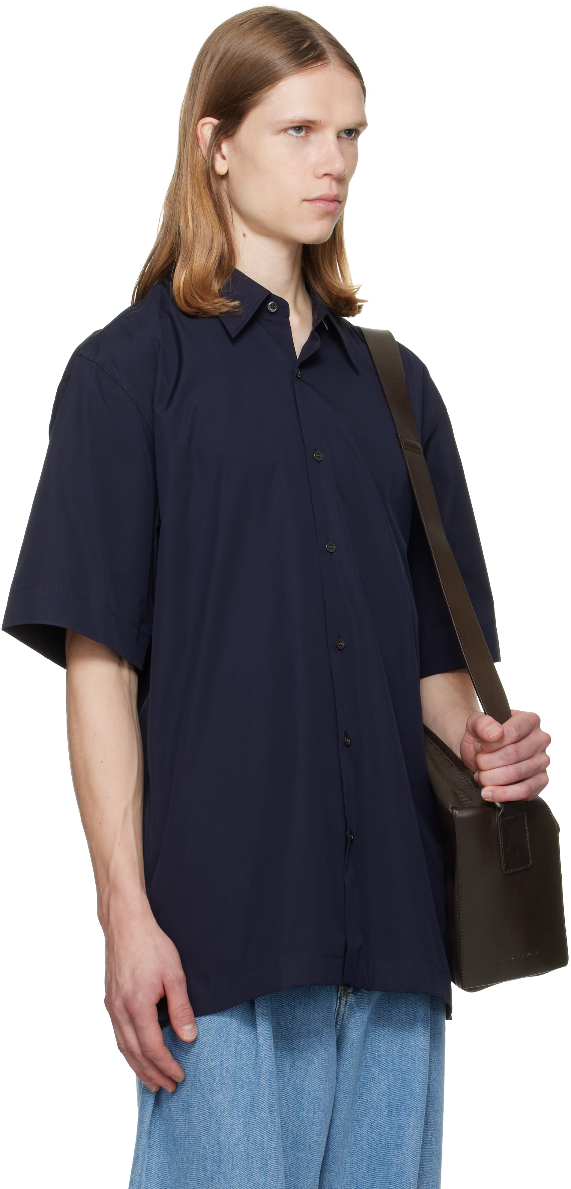 Dries Van Noten: ネイビー コットン 半袖シャツ | SSENSE 日本