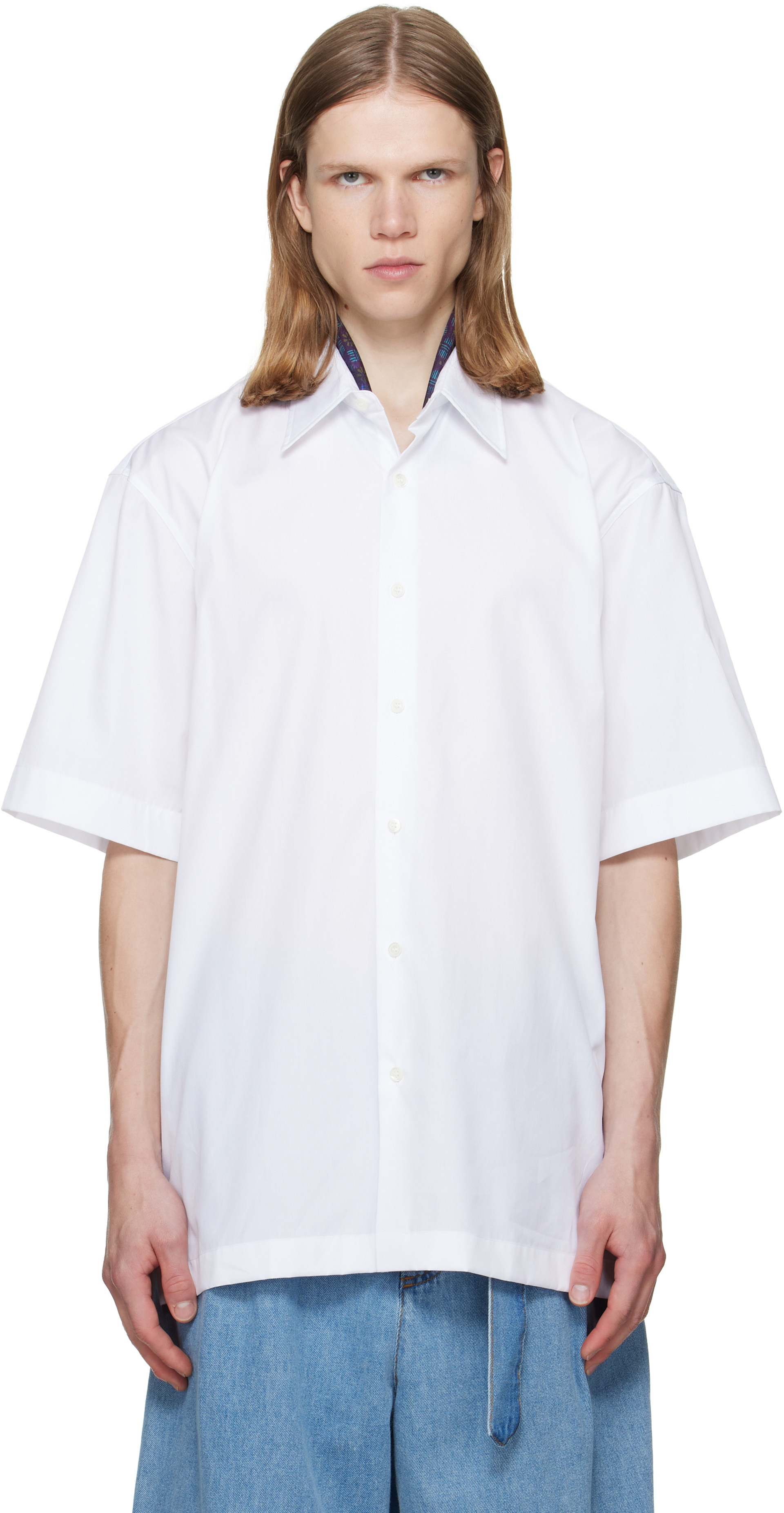 DRIES VAN NOTEN 半袖シャツ Dries Van Noten: ホワイト コットン 半袖シャツ | SSENSE 日本