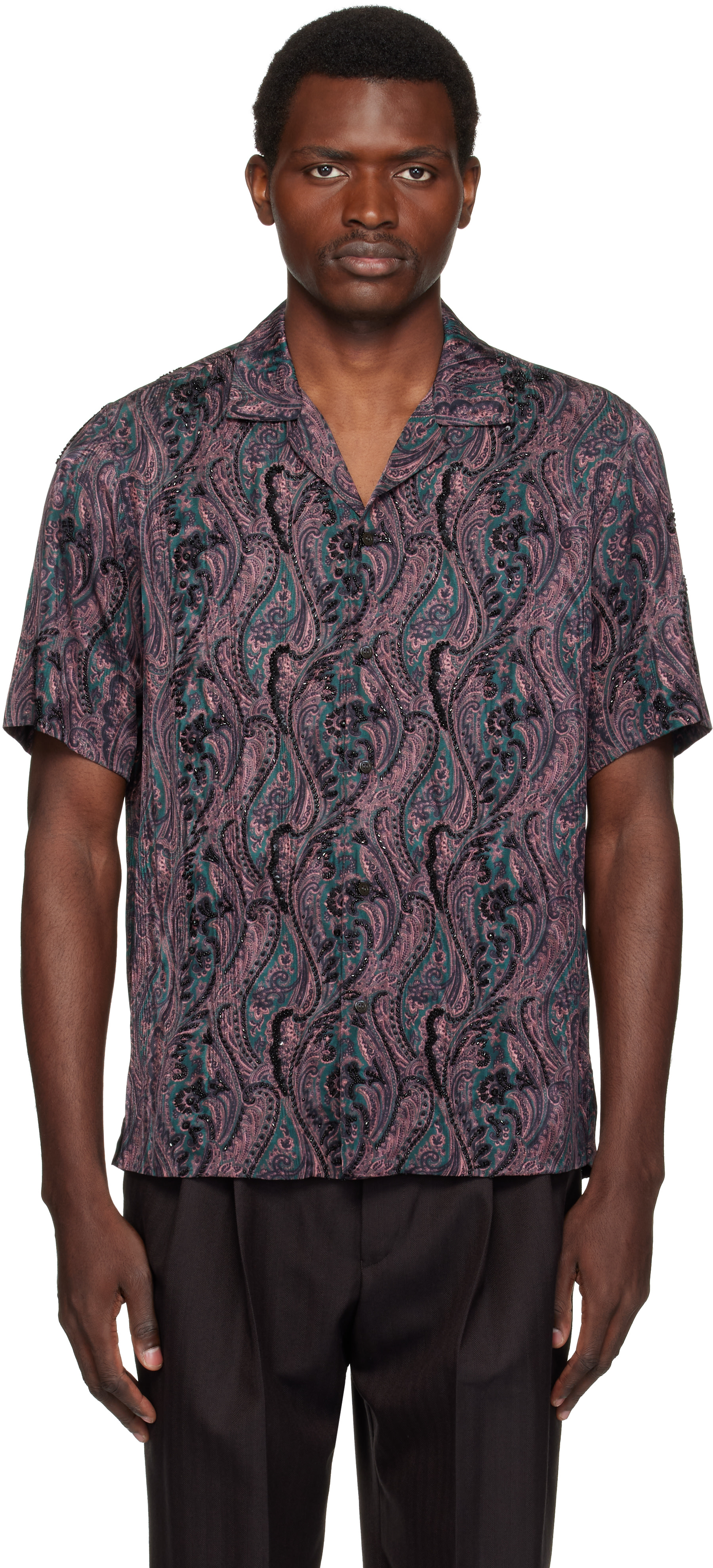 Dries Van Noten: Purple Embroidered Shirt | SSENSE United Kingdom