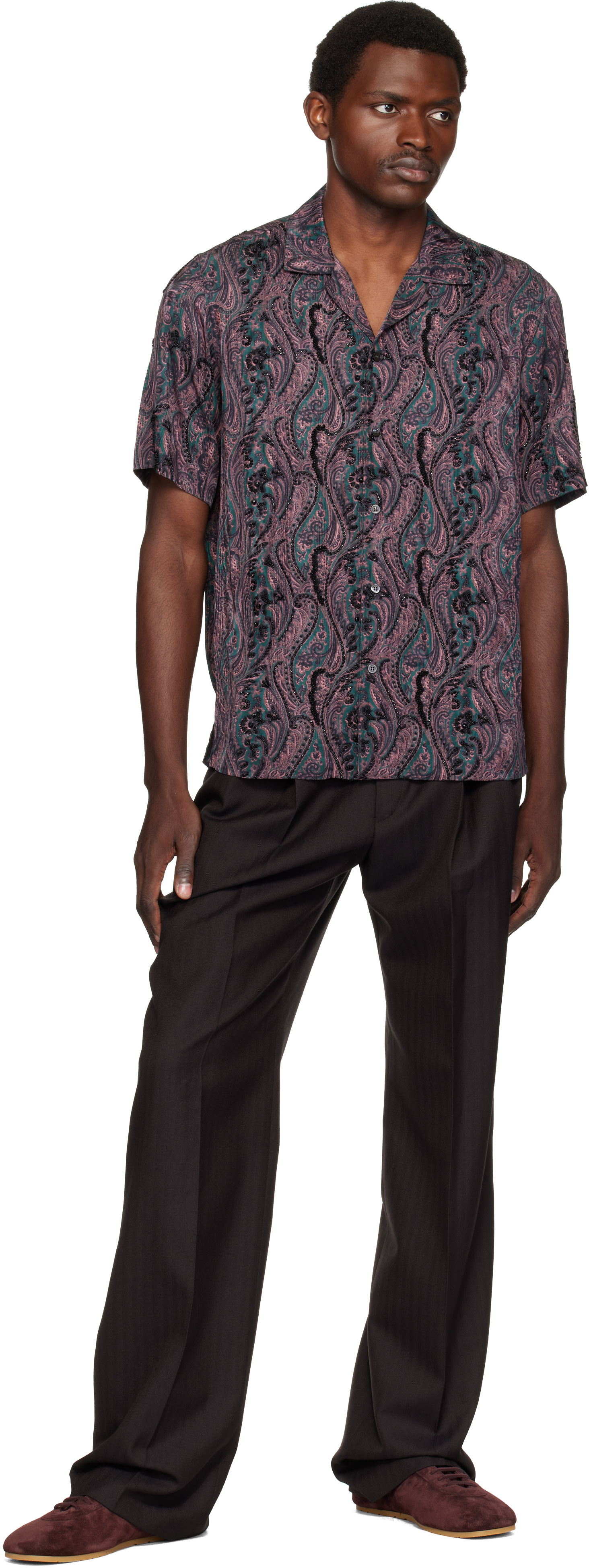 Dries Van Noten: Purple Embroidered Shirt | SSENSE Japan