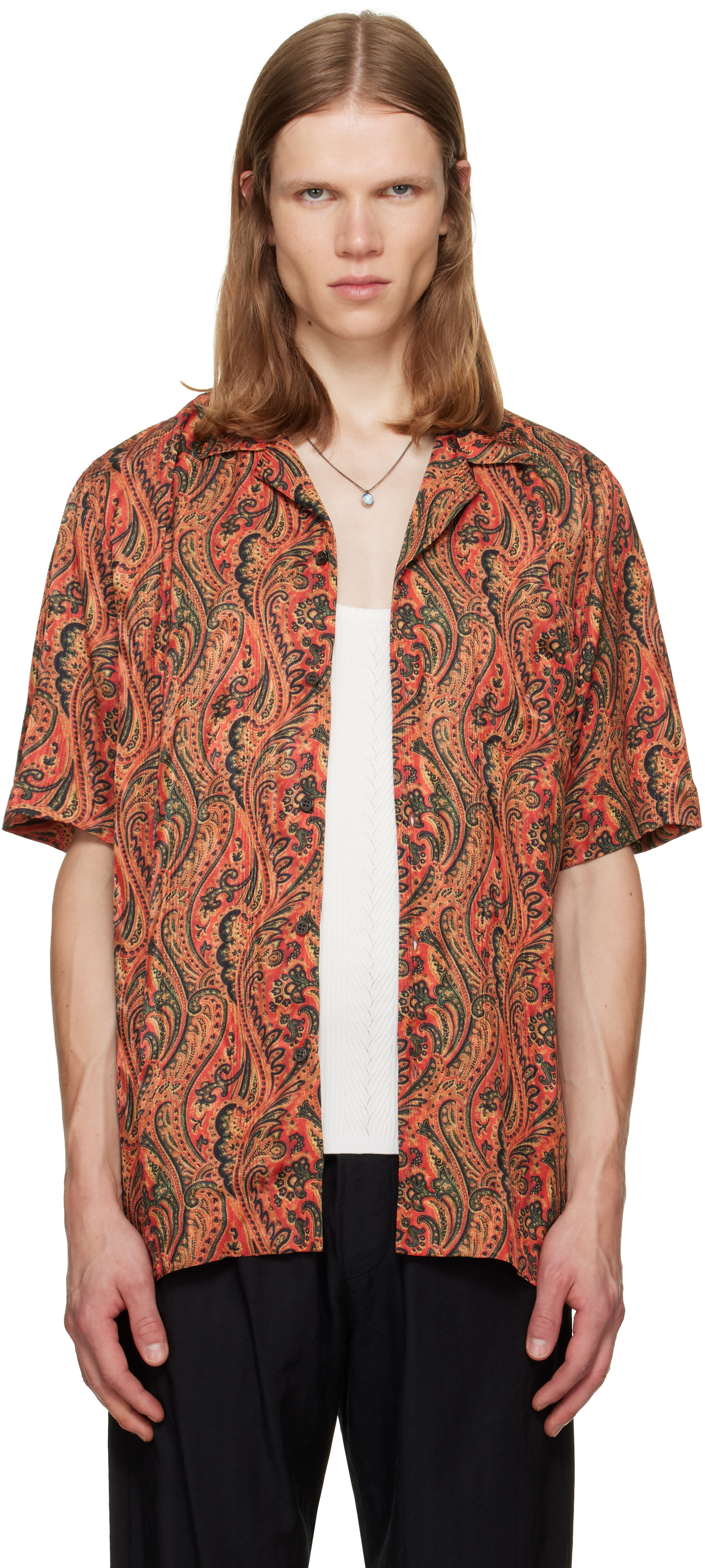 Dries Van Noten: Orange Boxy Jacquard Shirt | SSENSE