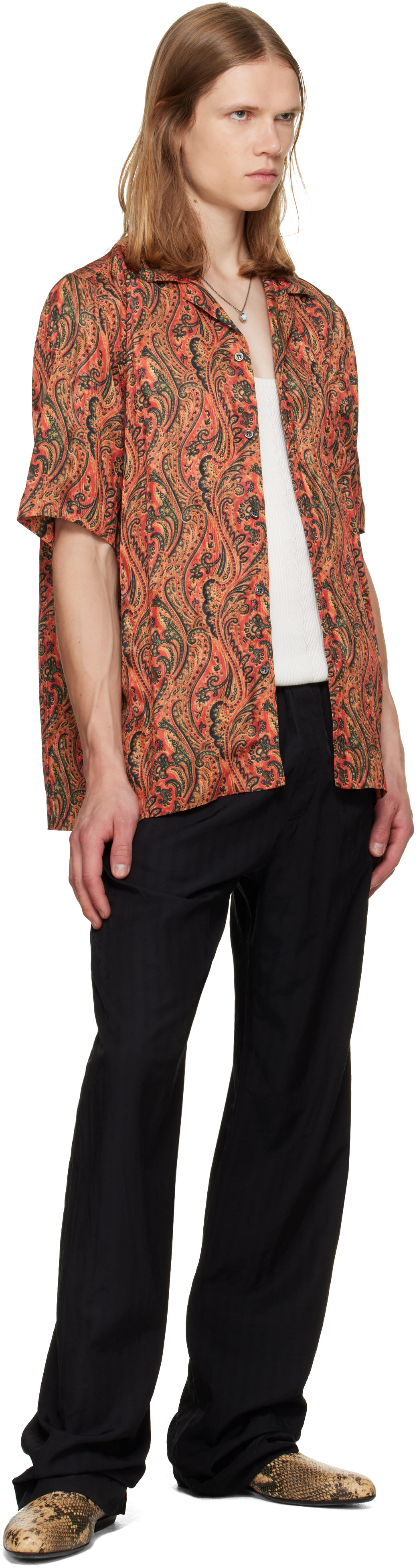 Dries Van Noten: オレンジ ボクシー ジャカード シャツ | SSENSE 日本