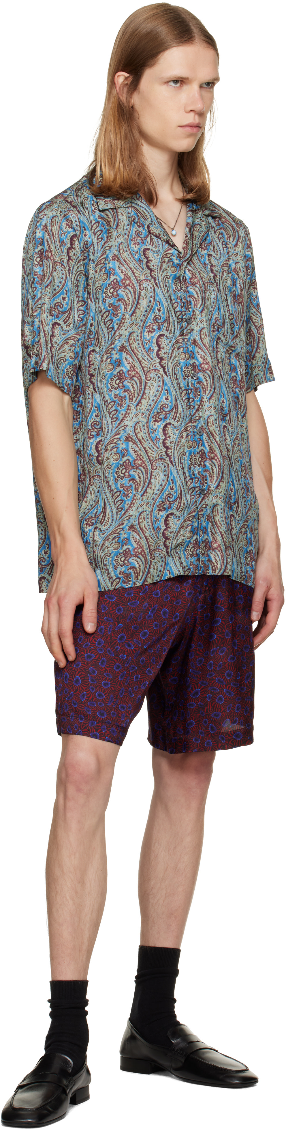 Dries Van Noten: ブルー ボクシー ジャカード シャツ | SSENSE 日本