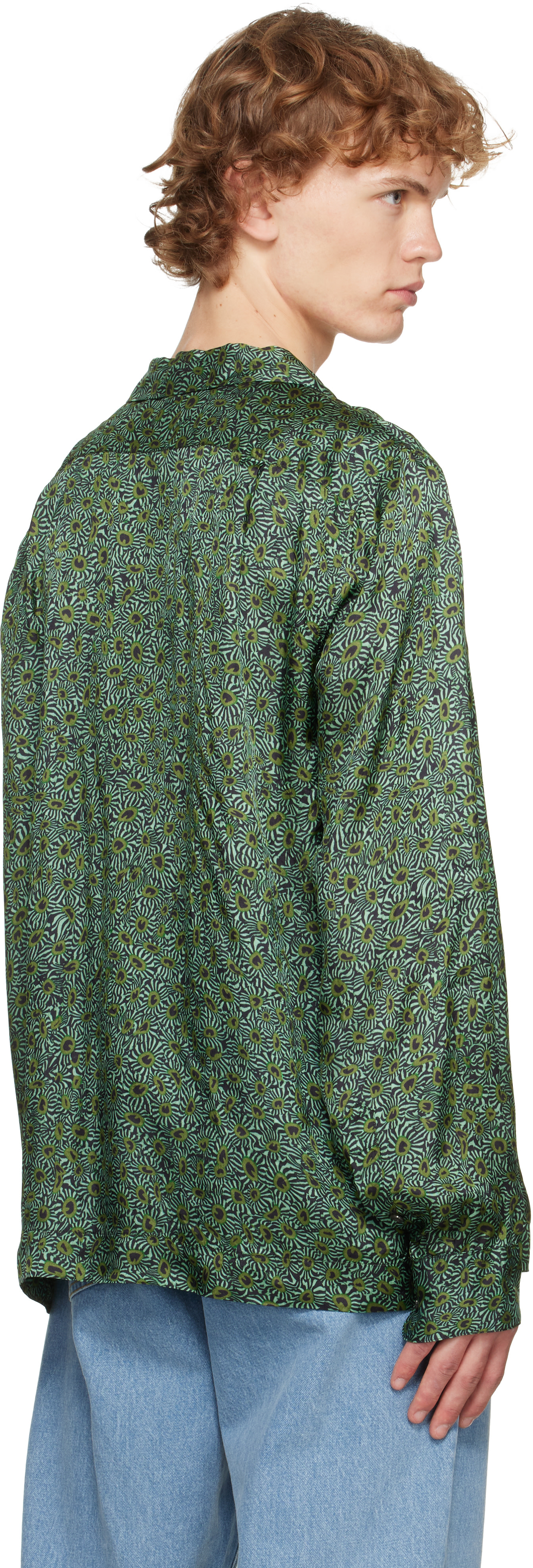 Dries Van Noten: グリーン ビスコース ツイル シャツ | SSENSE 日本