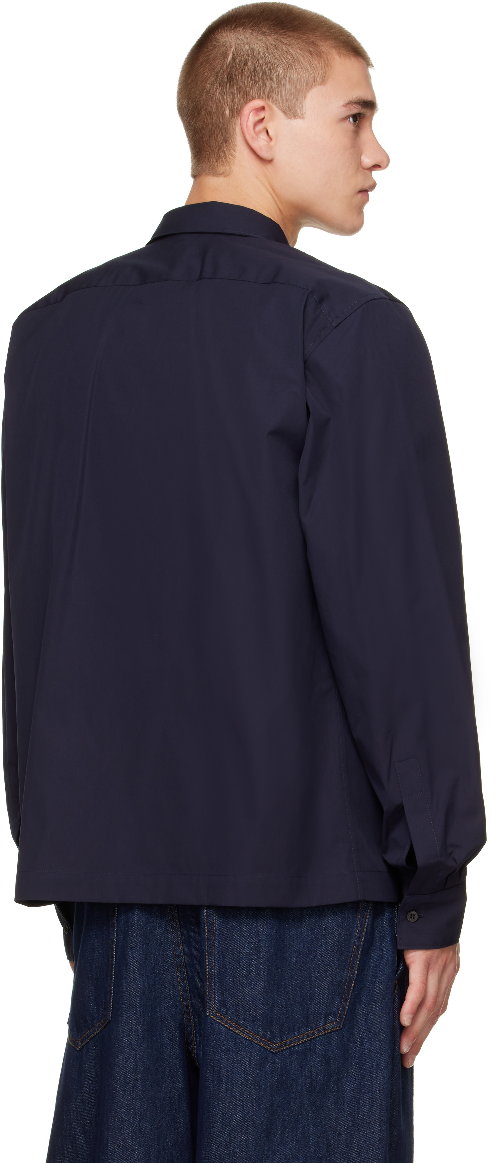 Dries Van Noten - ネイビー コットン ジッパー シャツ