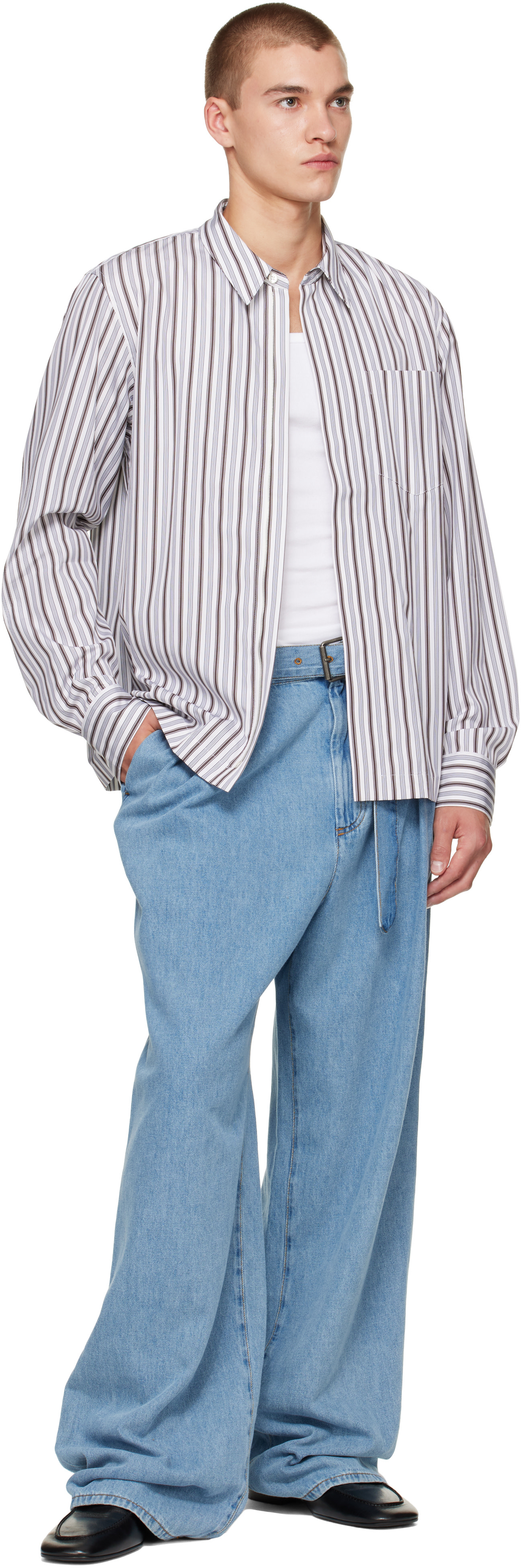 Dries Van Noten - ホワイト コットン ジッパー シャツ