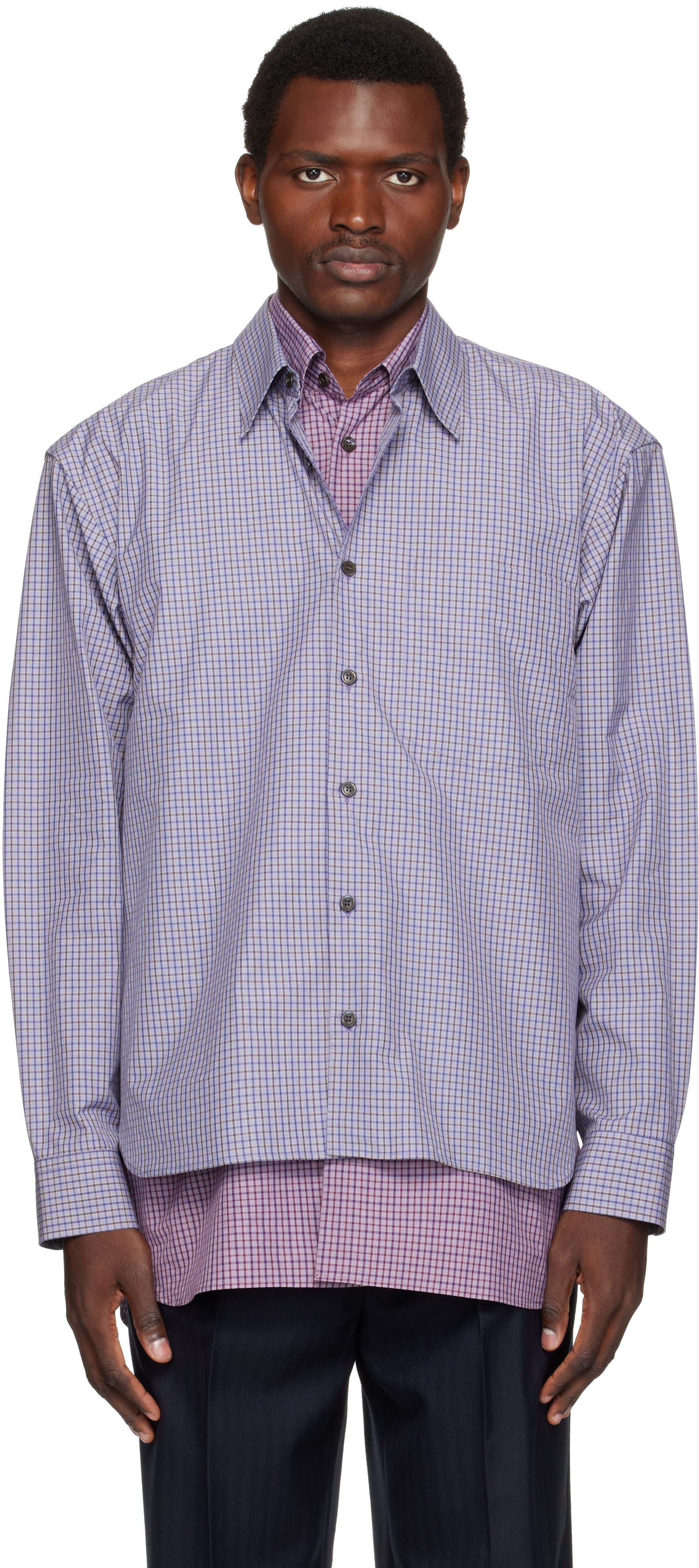 Dries Van Noten - Blue Double-Layer Cotton Shirt