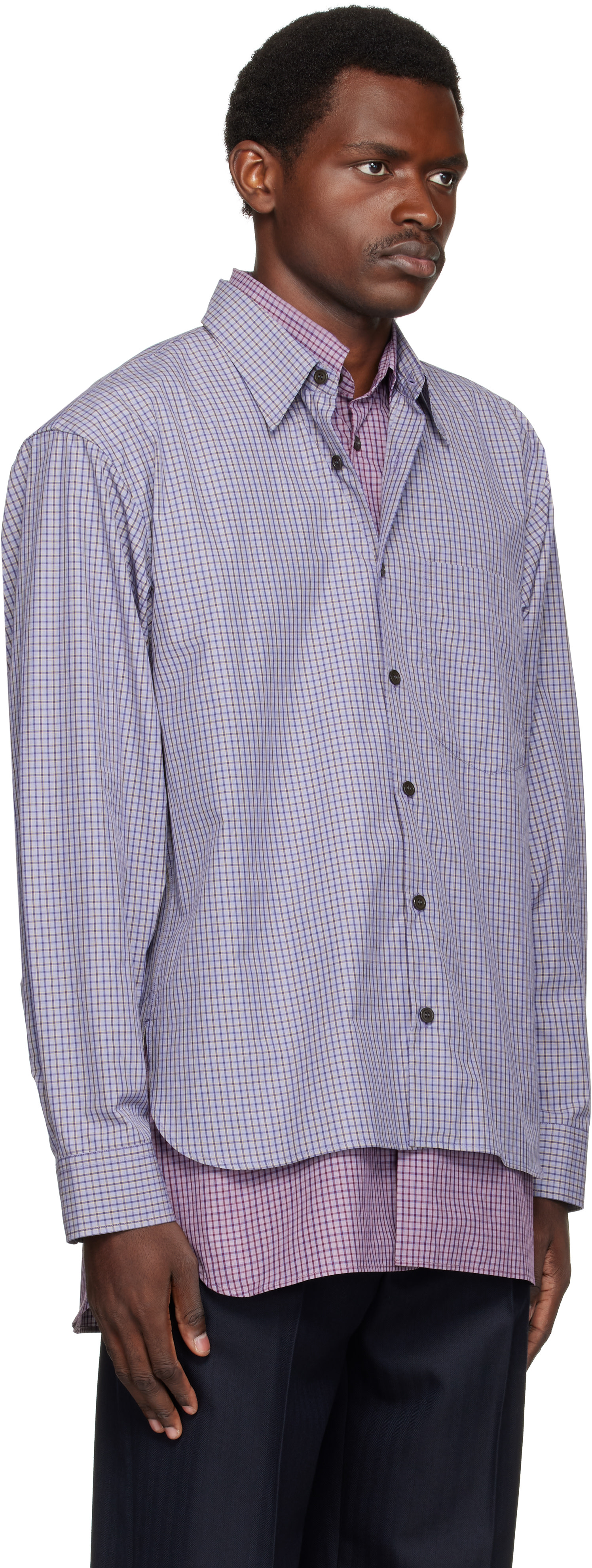 Dries Van Noten - Blue Double-Layer Cotton Shirt