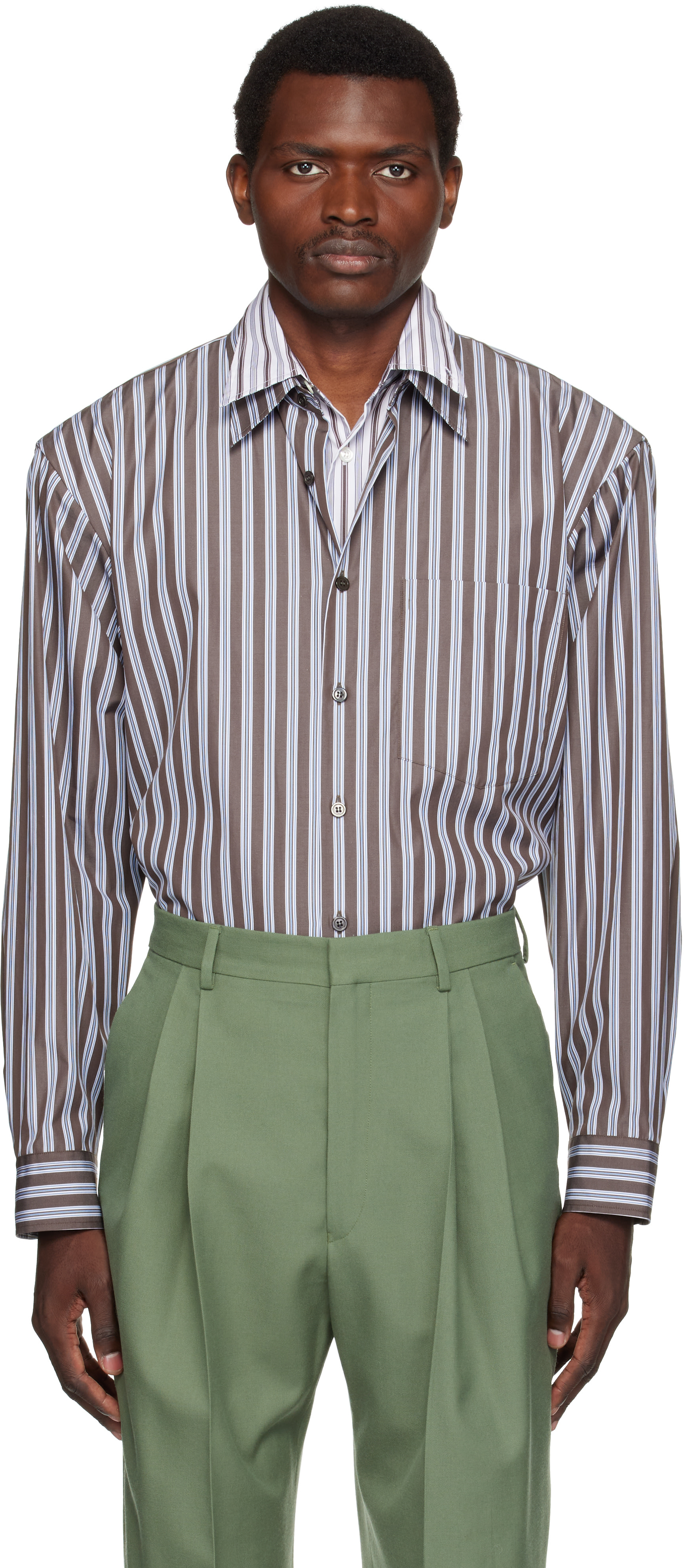 Dries Van Noten - Brown Double-Layer Cotton Shirt