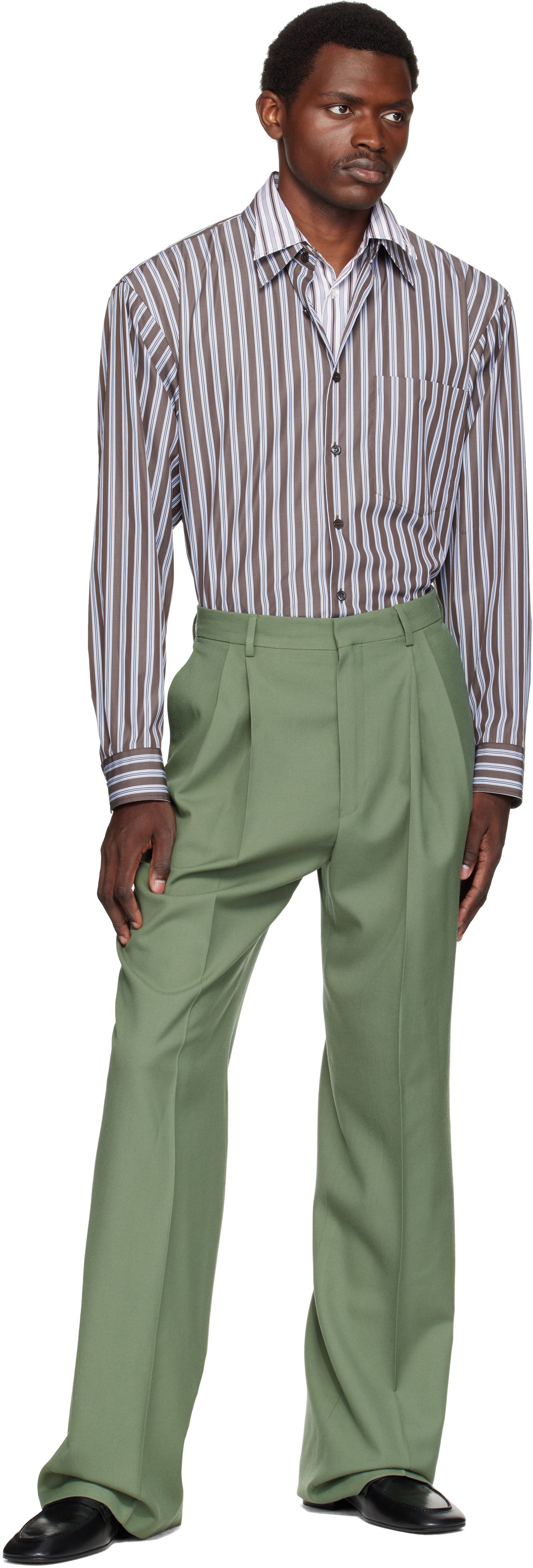 Dries Van Noten - Brown Double-Layer Cotton Shirt