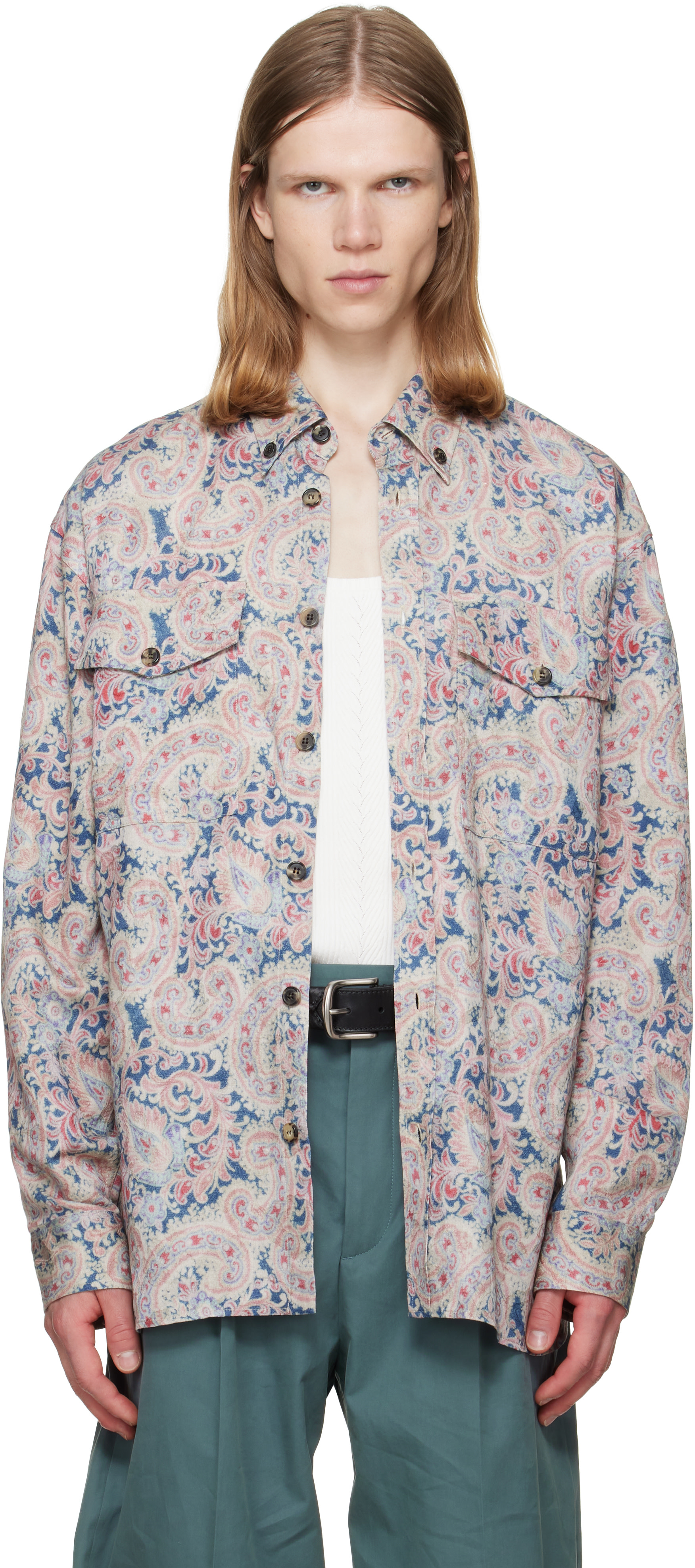 Dries Van Noten: ピンク ルーズ ジャカード シャツ | SSENSE 日本