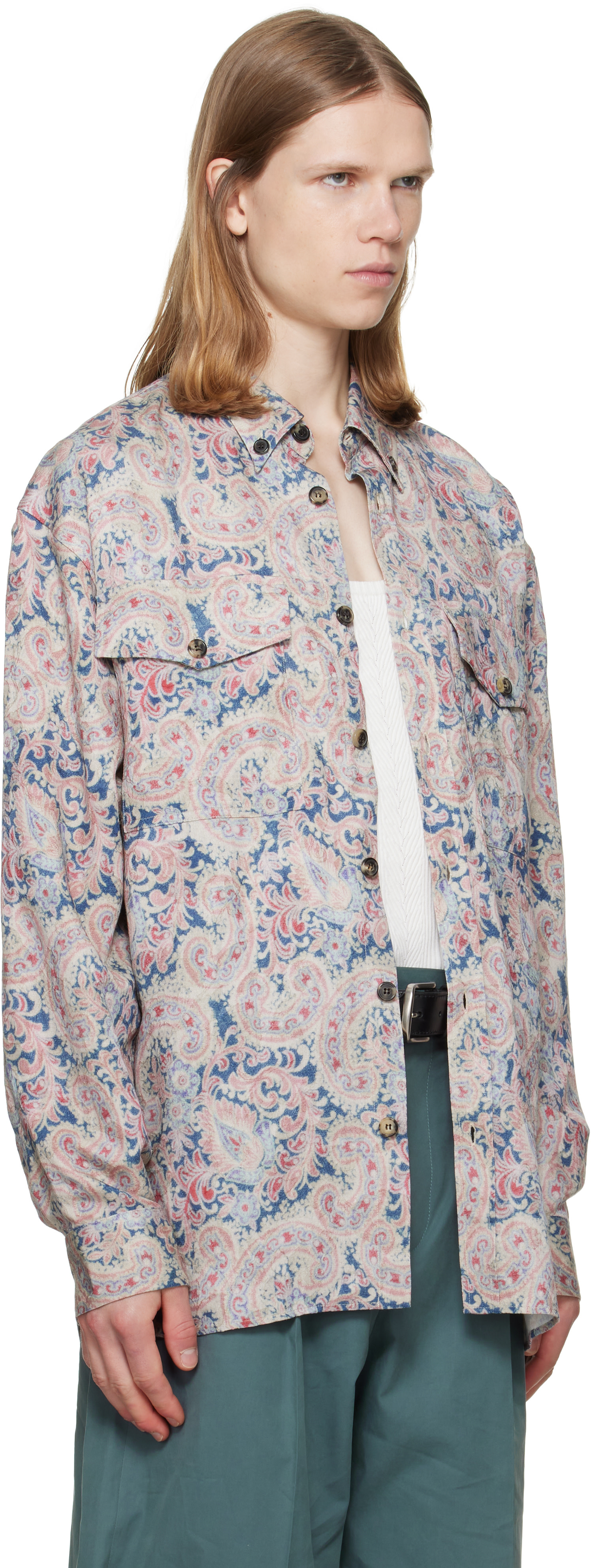 Dries Van Noten: Pink Loose Jacquard Shirt | SSENSE