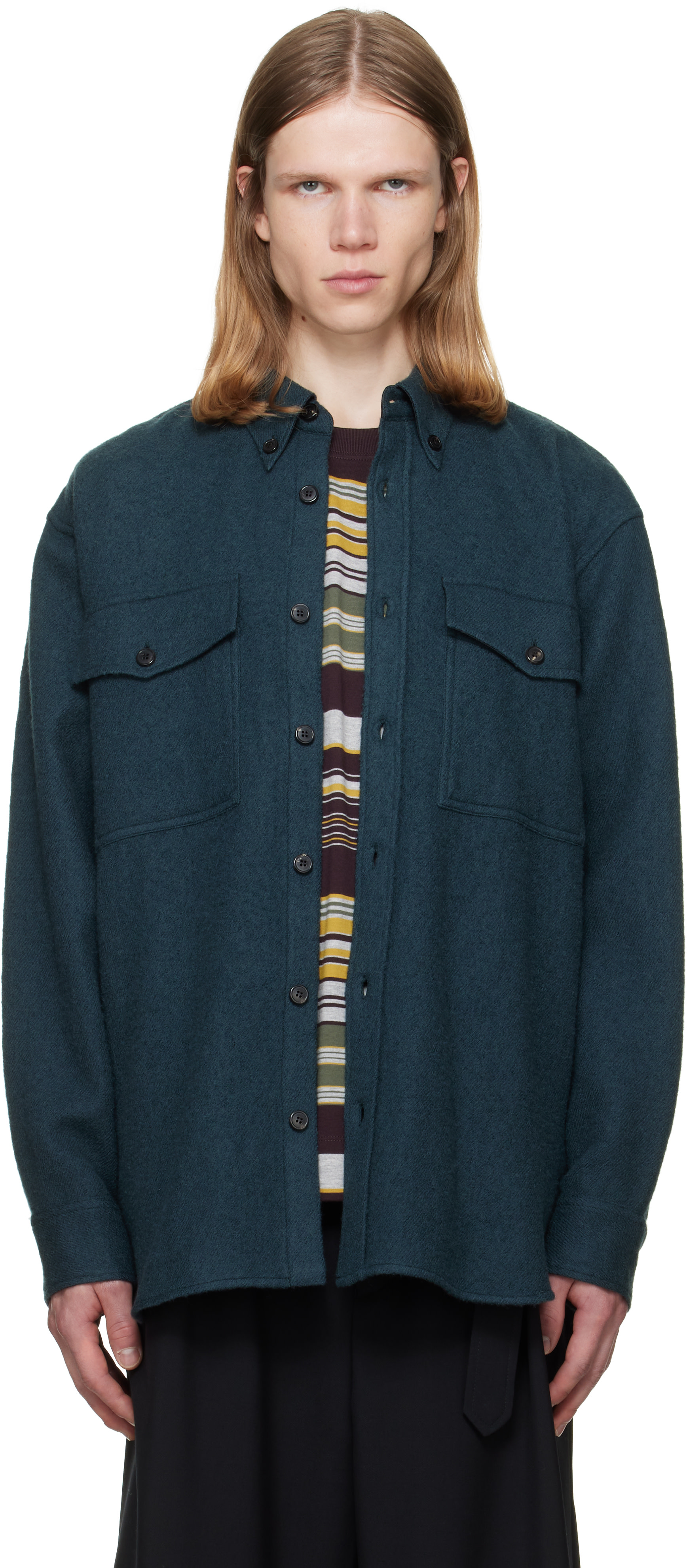 Dries Van Noten - Green Wool Overshirt