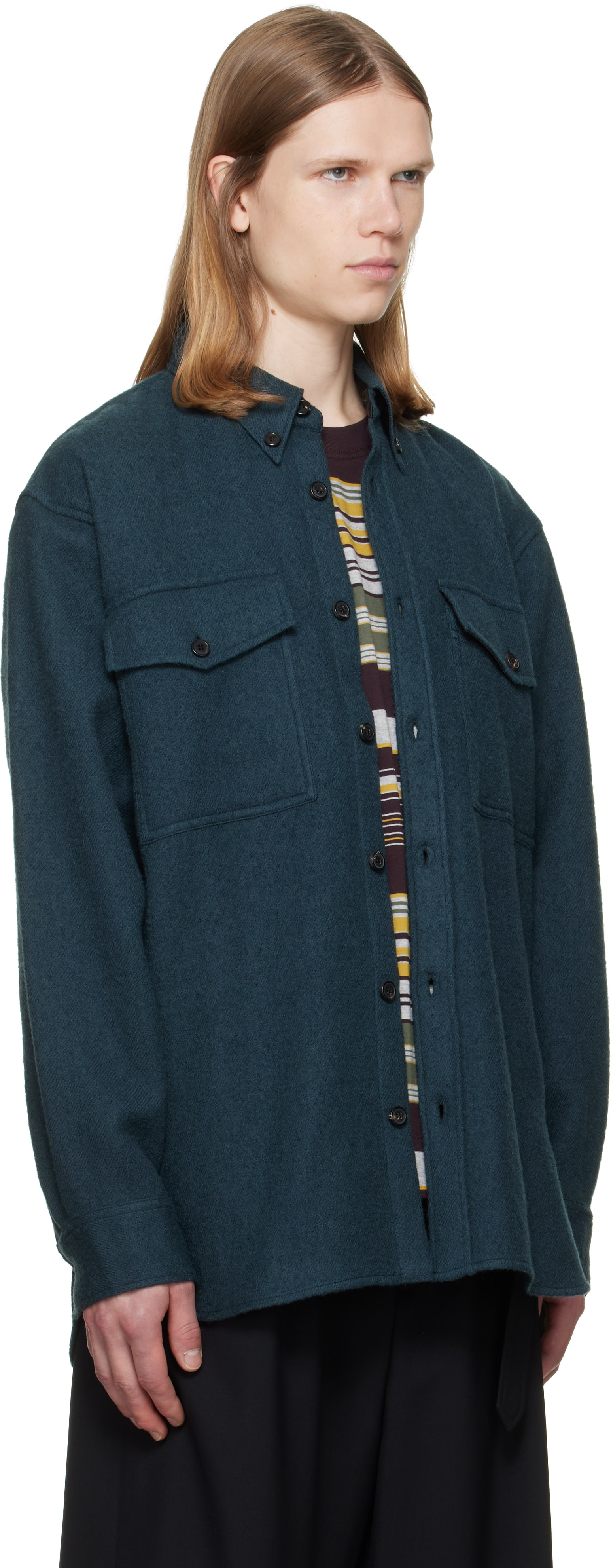 Dries Van Noten - Green Wool Overshirt
